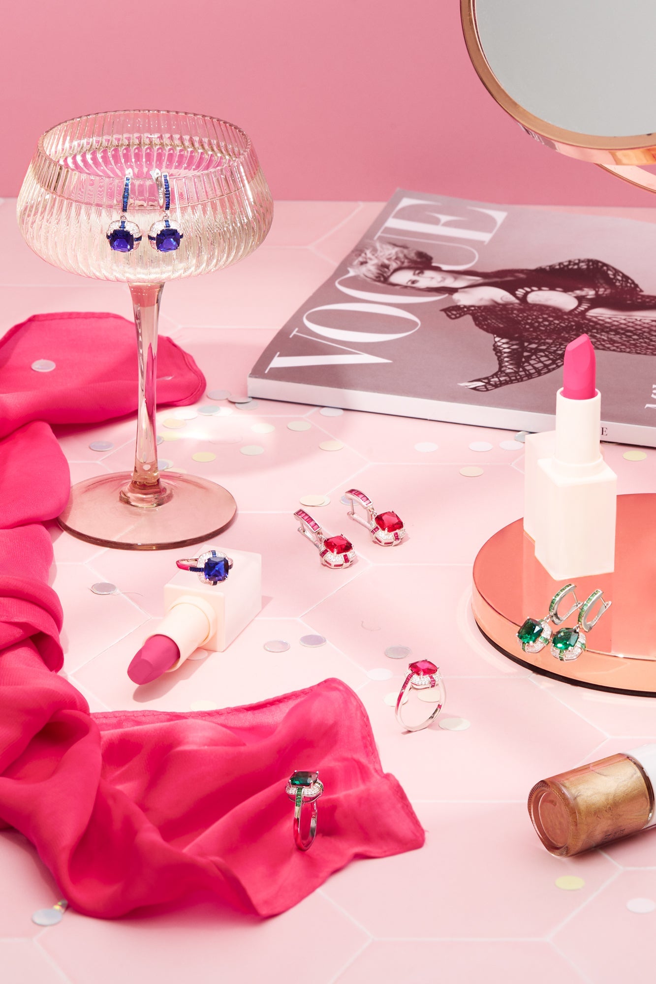 Ruby Sapphire and Emerald Jewellery Earrings and Rings