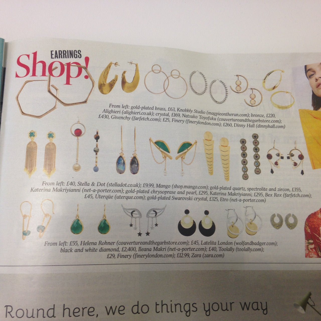 Our green petite drop earrings as seen in the Sunday Times Style Magazine. - LATELITA
