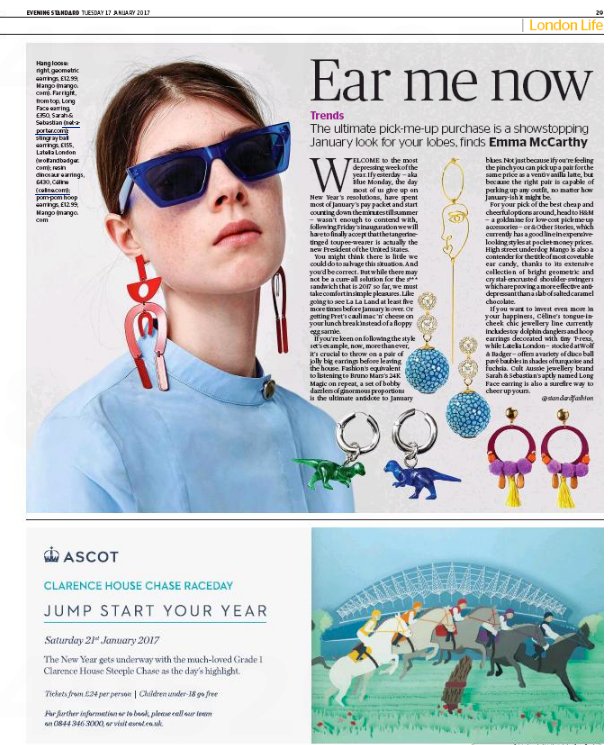 Spotted our stingray ocean ball earring in The Evening Standard - LATELITA
