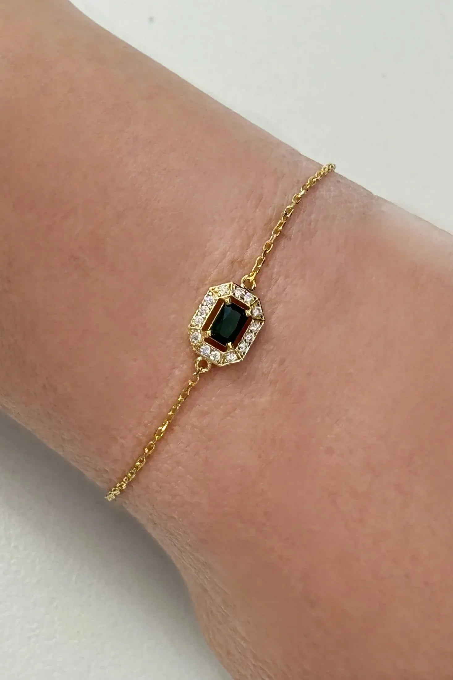 The bracelet on an arm.