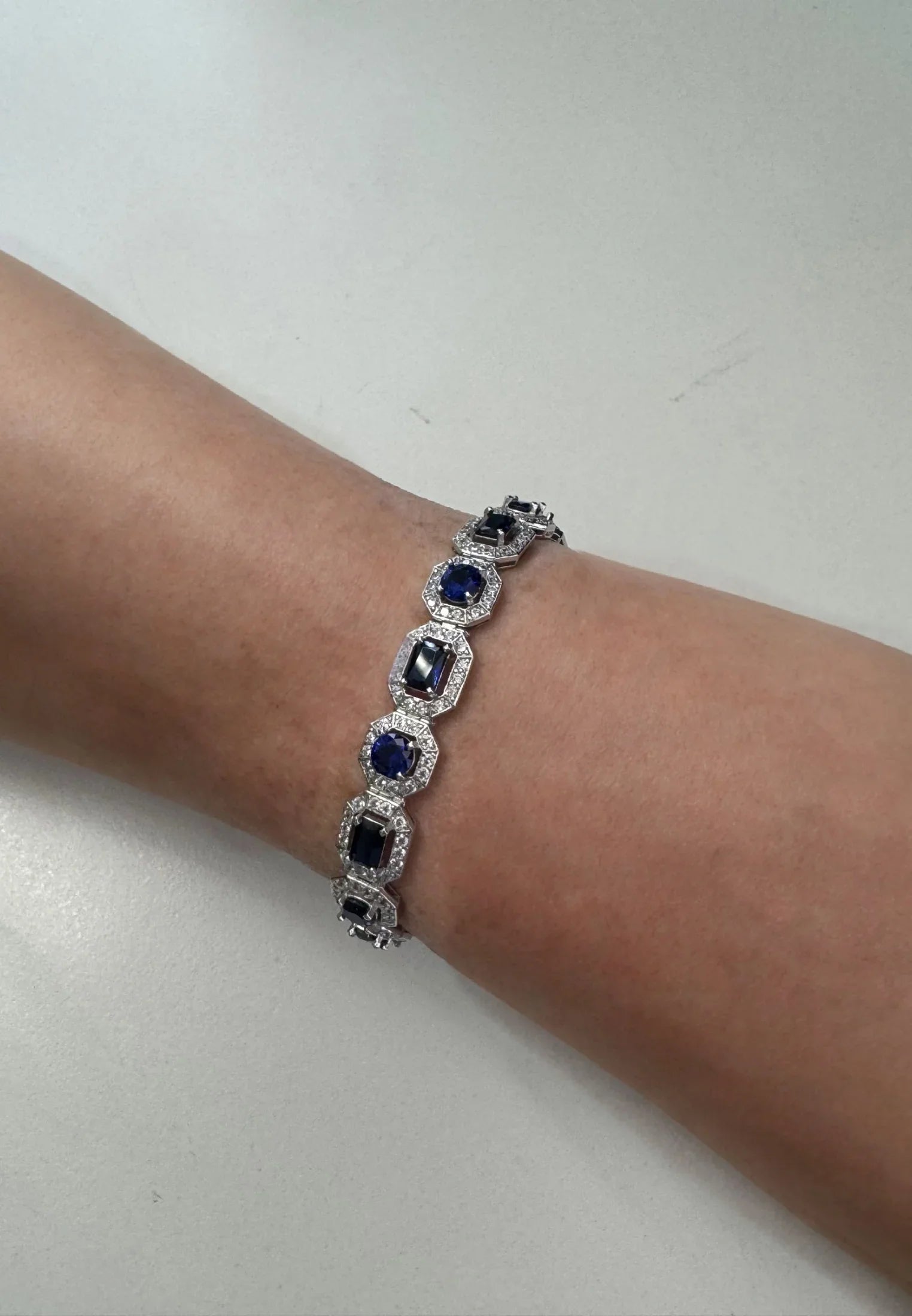 The bracelet on an arm.