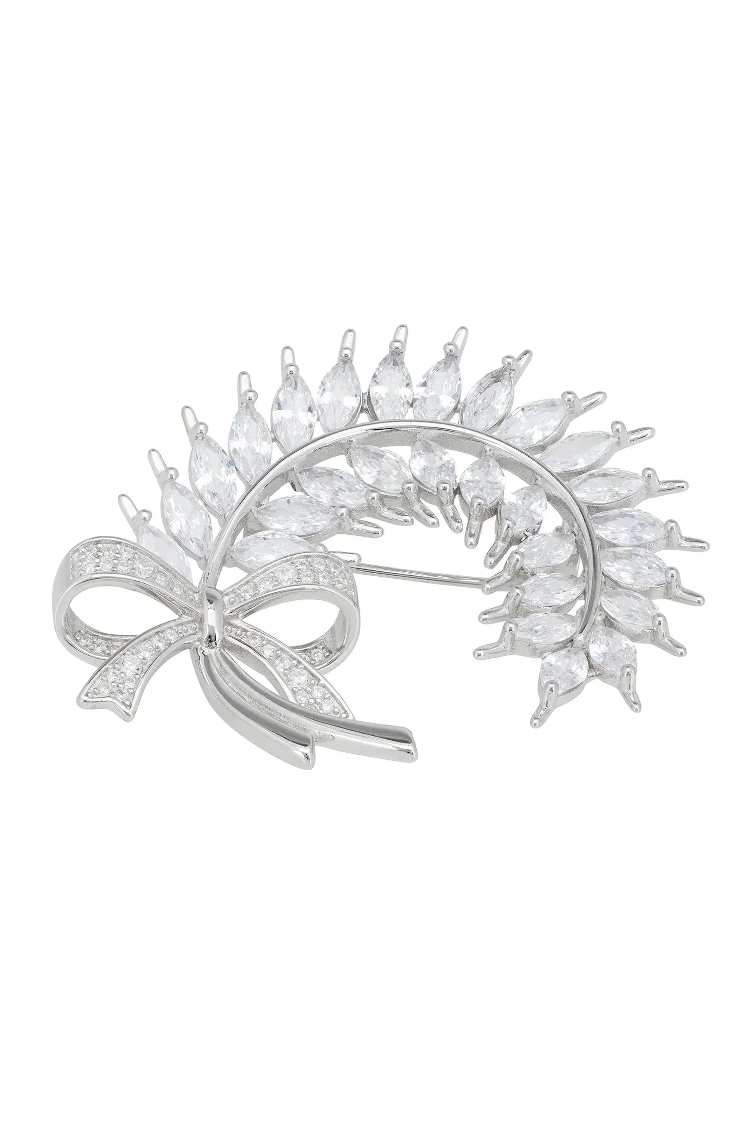 Silver and diamond wheat brooch.
