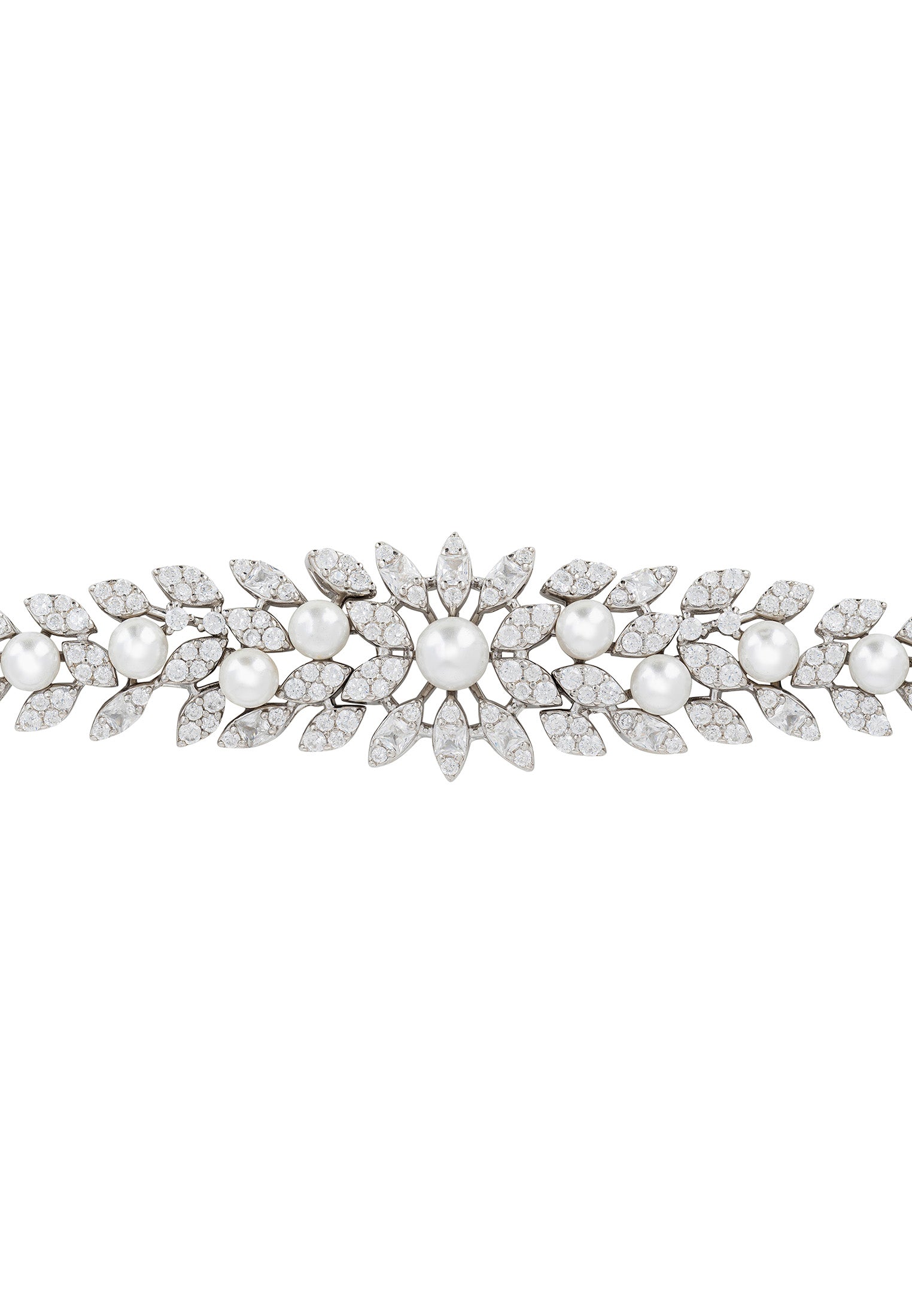 Marquise Tennis Bracelet Pearl Silver