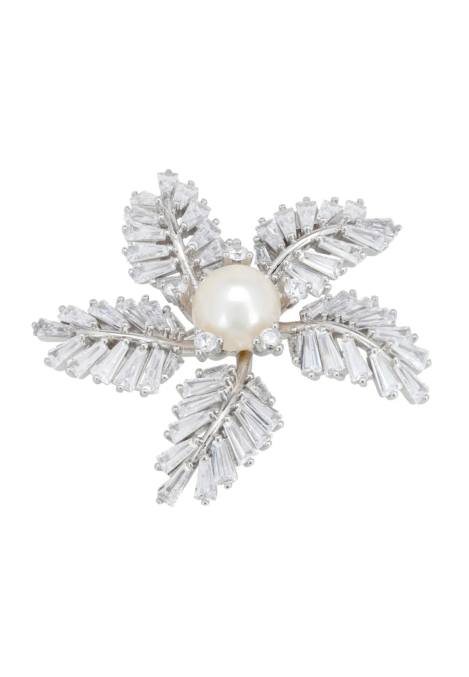 Pearl centered diamond flower brooch.