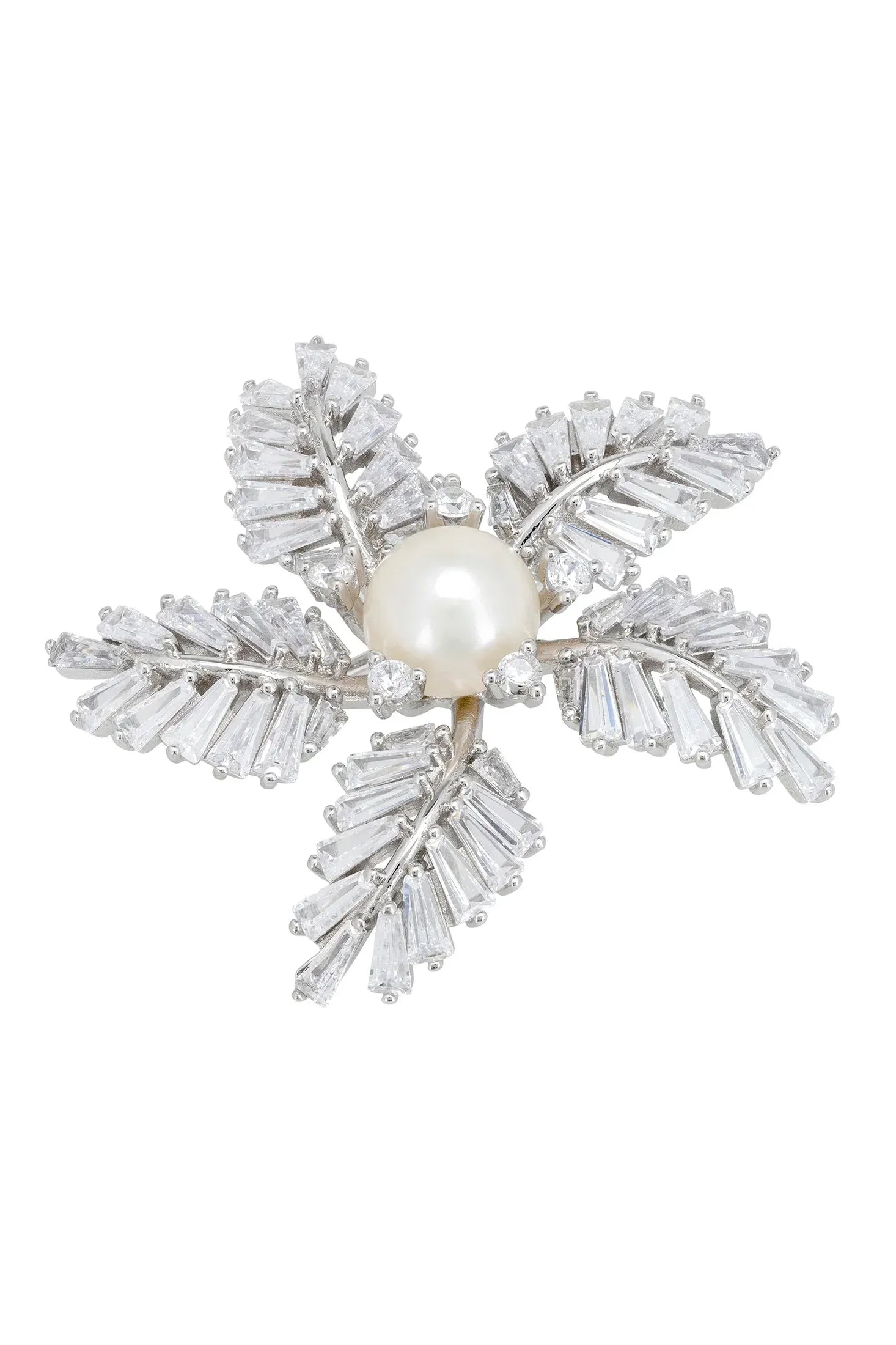 Pearl centered diamond flower brooch.
