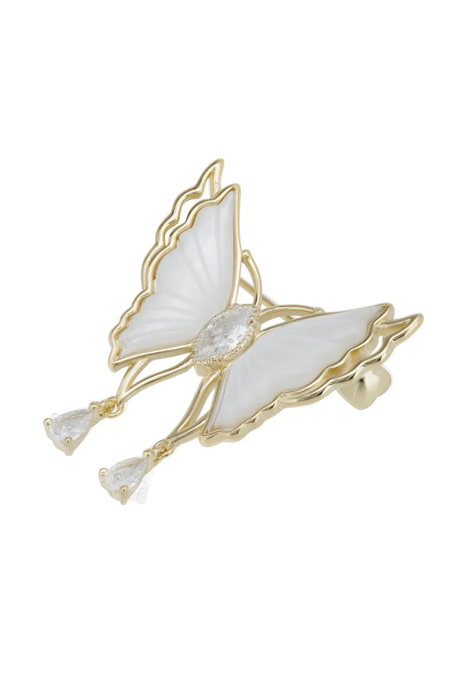 Gold, diamond and pearl butterfly brooch.
