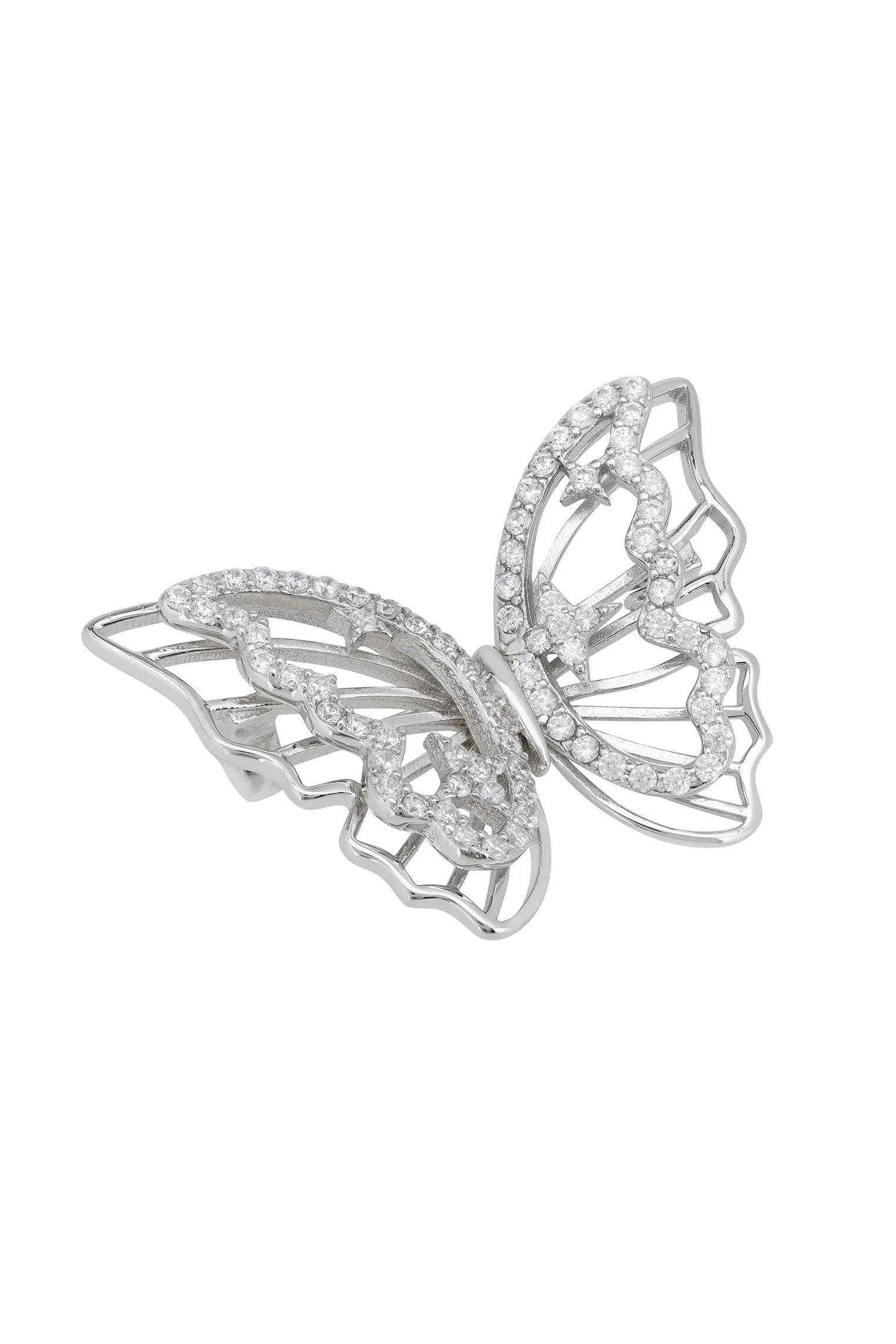Silver butterfly brooch.