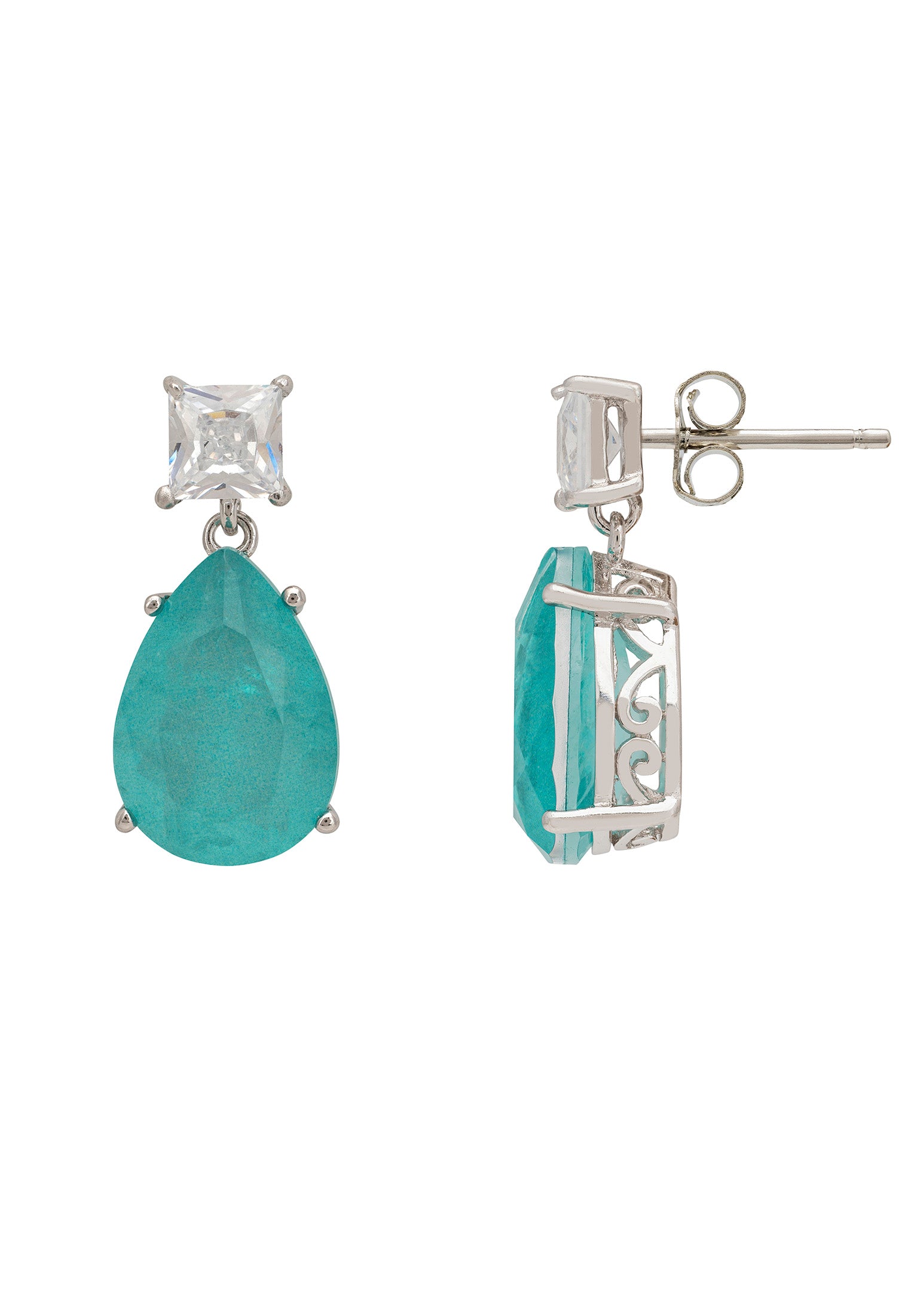 Rosa Paraiba Tourmaline Drop Earrings Silver