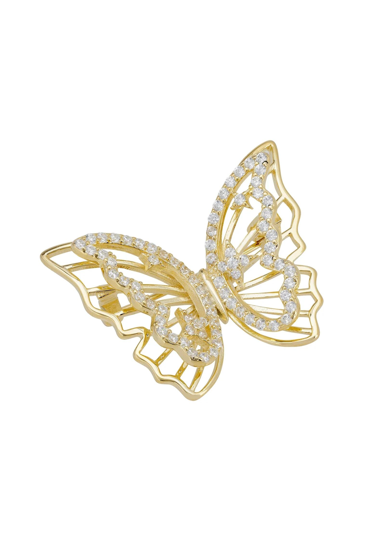 Gold butterfly brooch.
