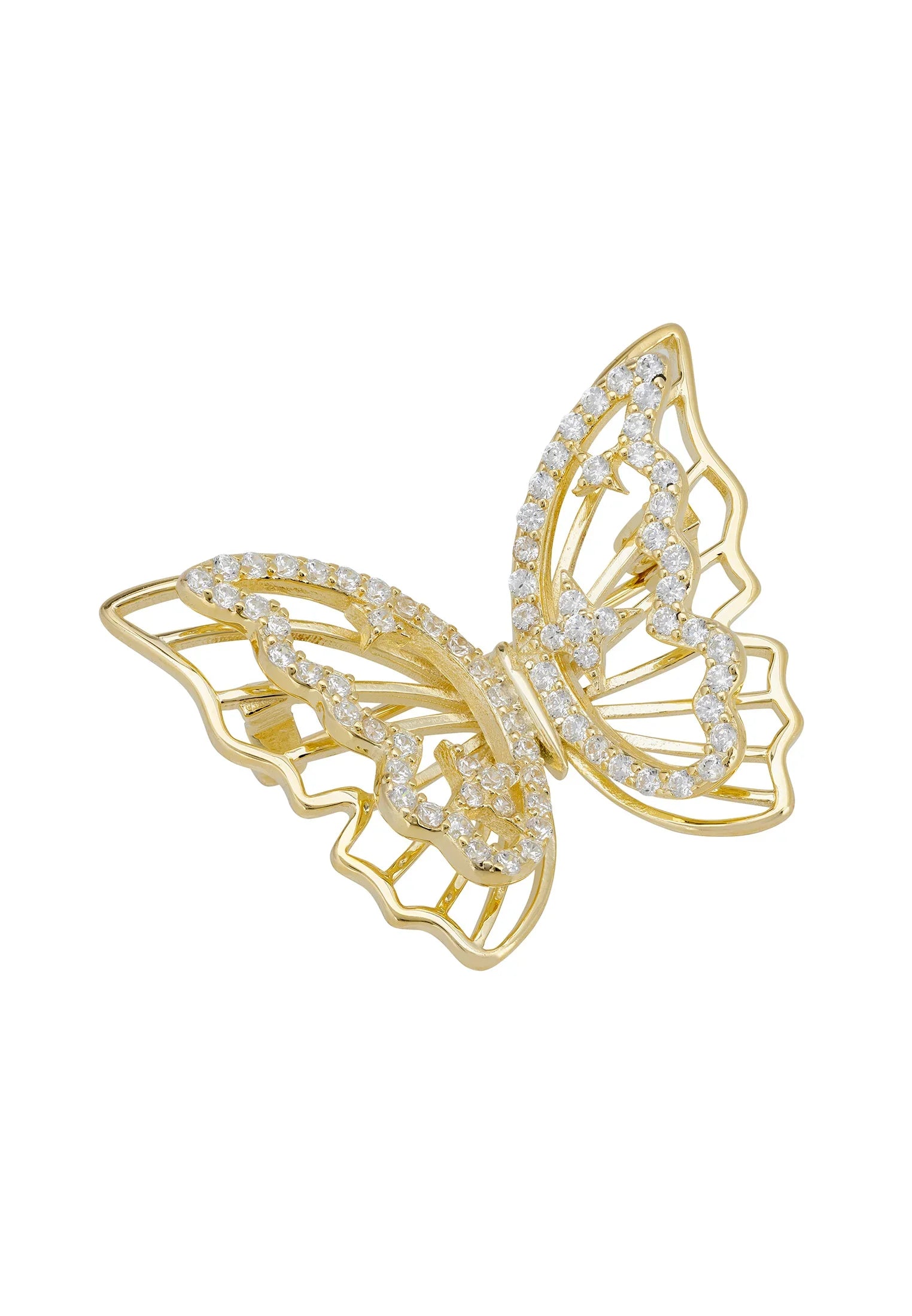 Gold butterfly brooch.