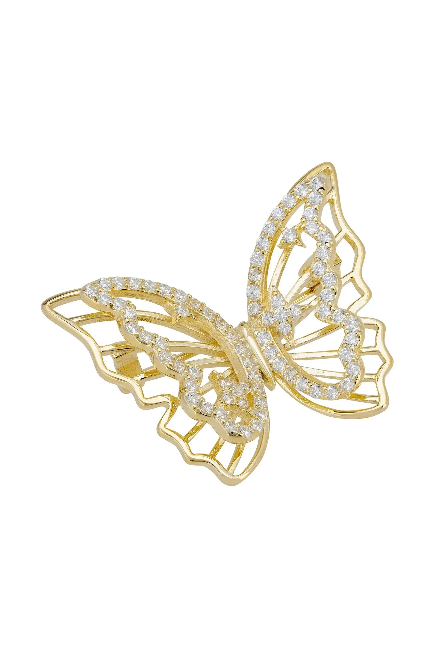 Gold butterfly brooch.