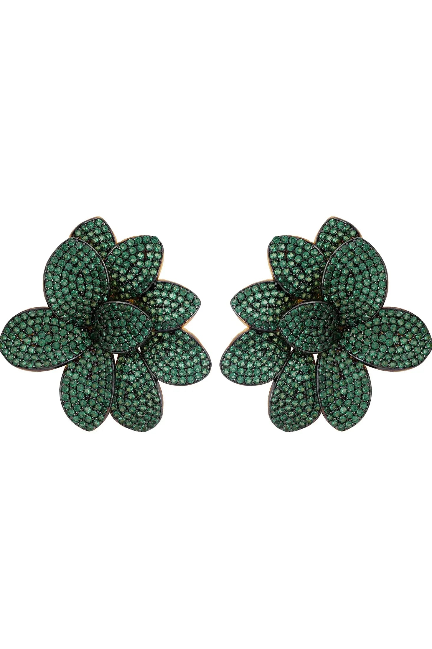 Green flower earrings.