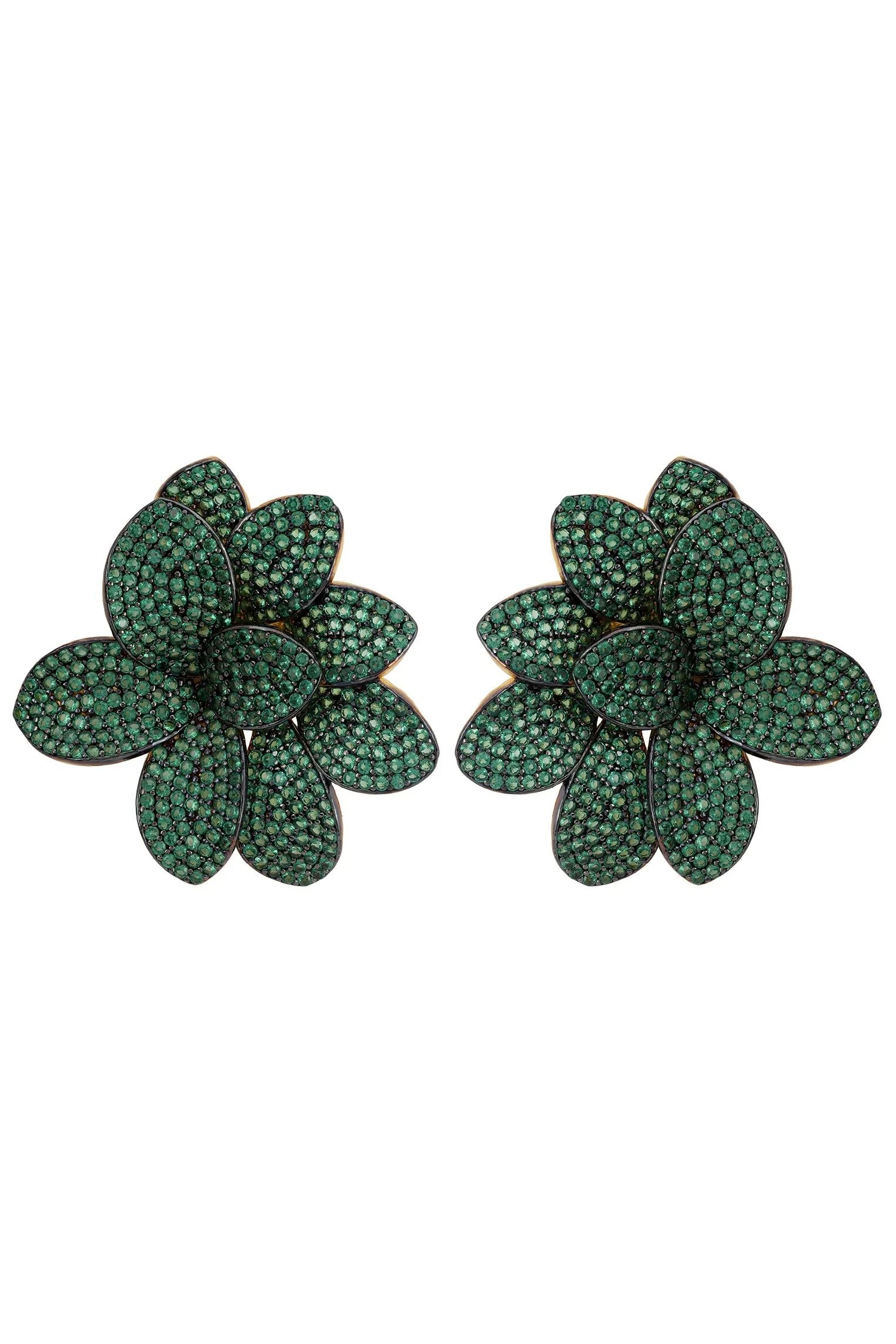 Green flower earrings.