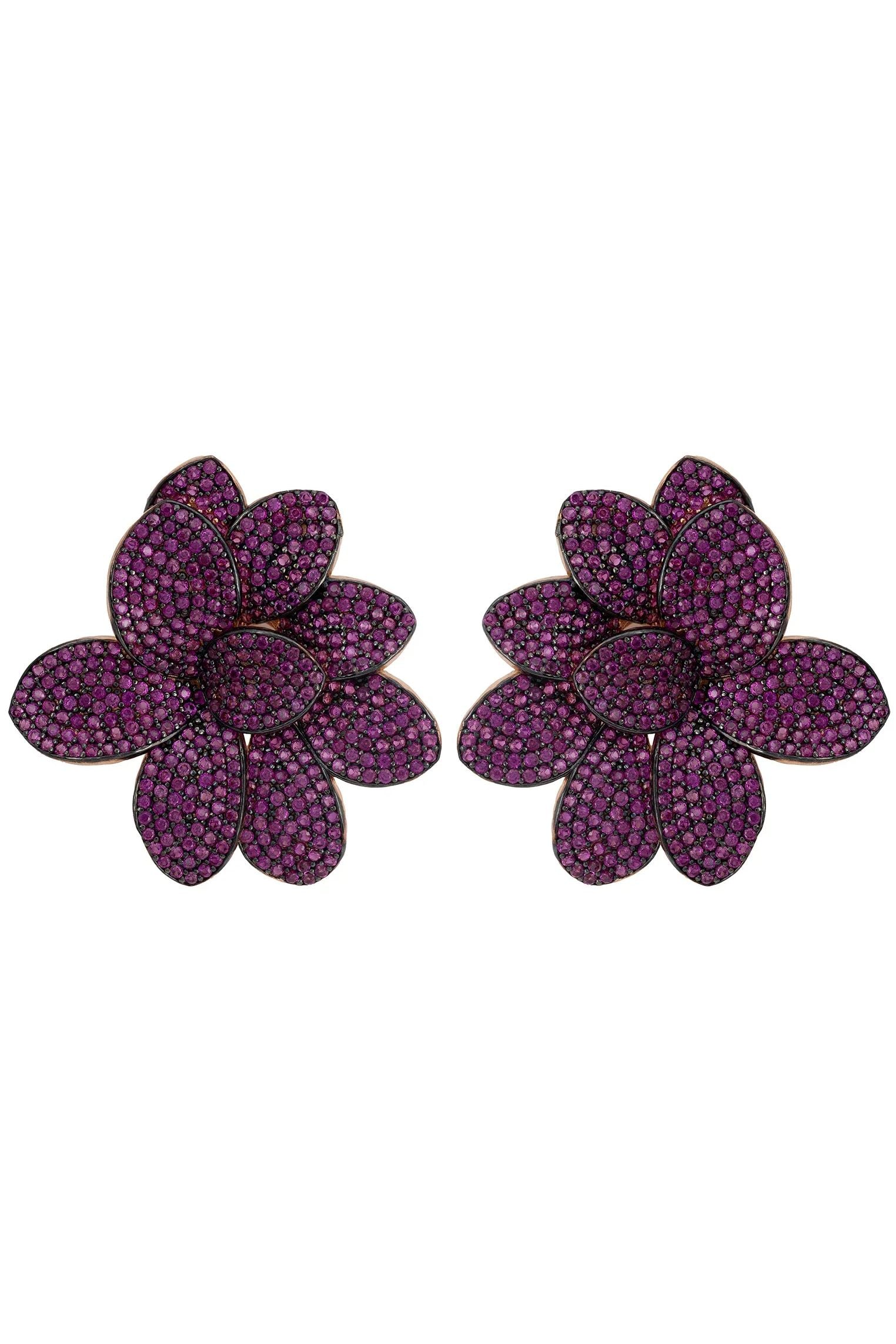 Purple flower earrings.