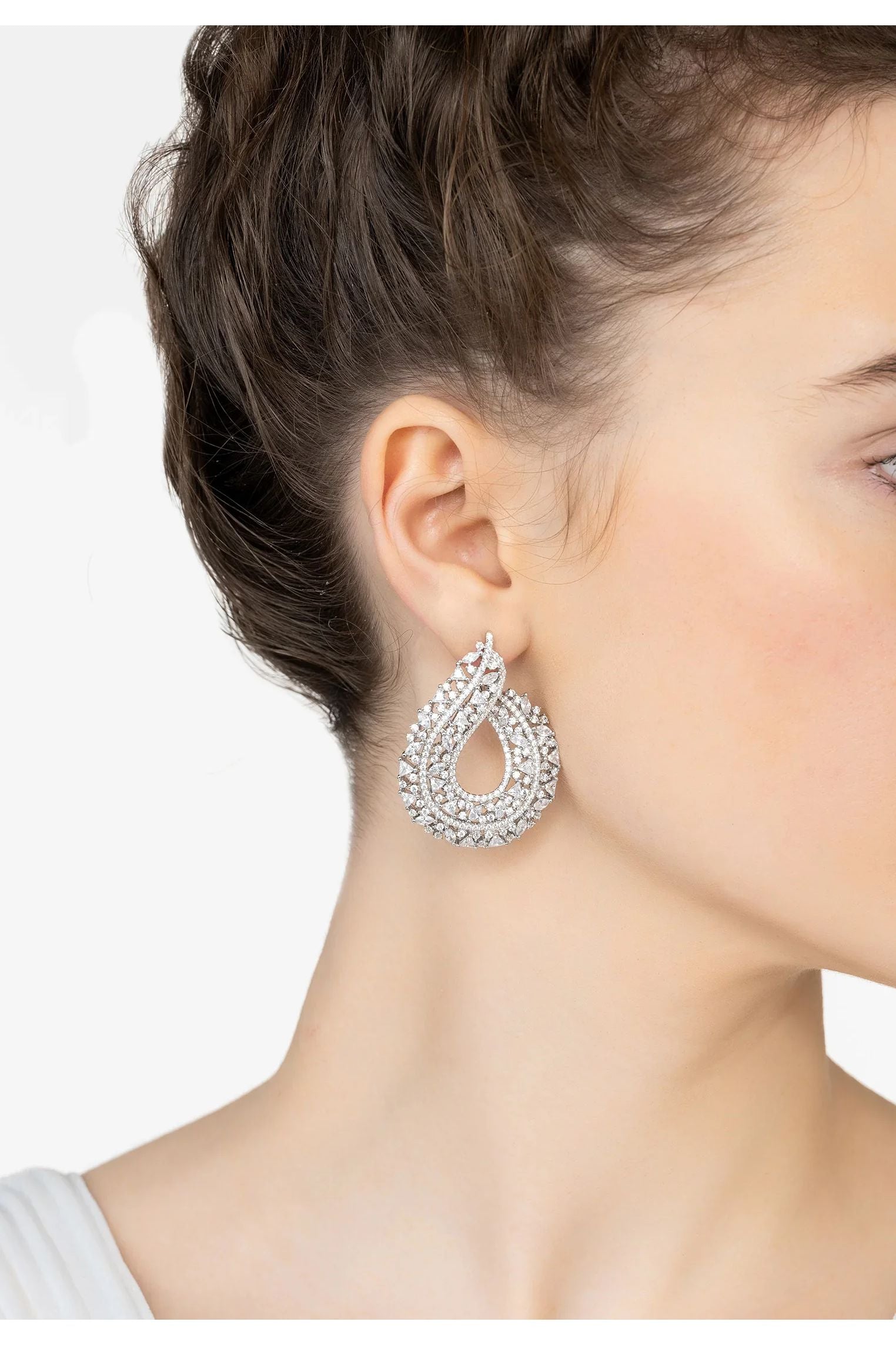 Adalinda Sweeping Hoop Earrings Silver