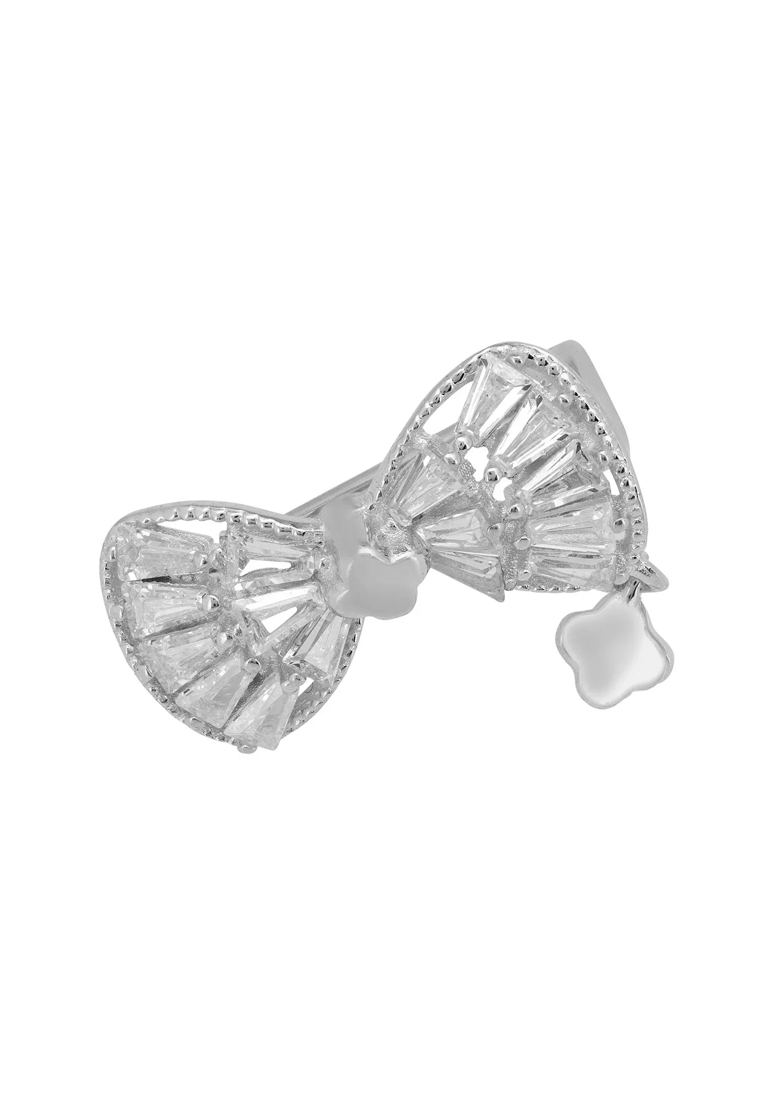 Diamond and silver lucky bow brooch.