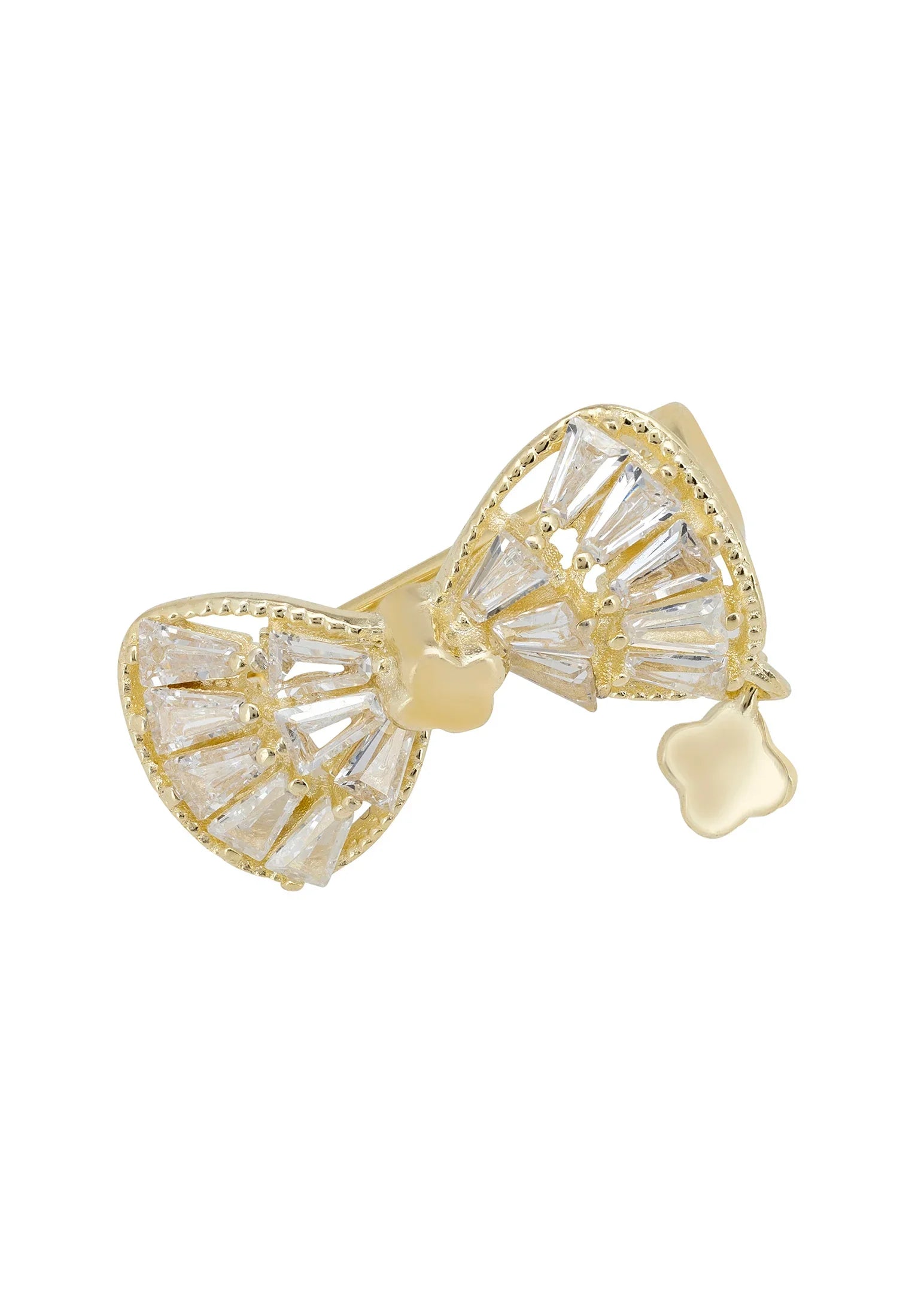 Gold lucky bow brooch.