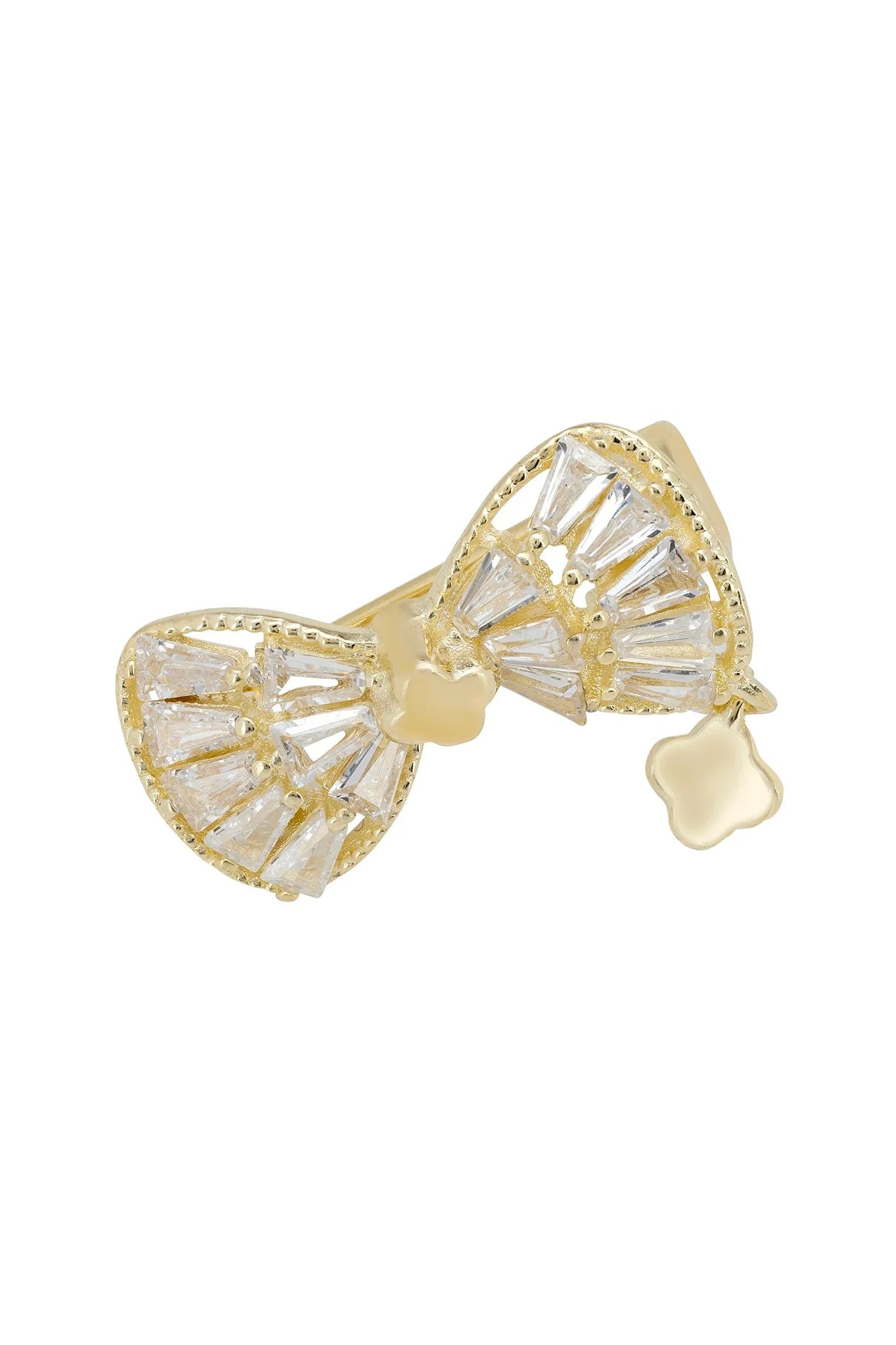 Gold lucky bow brooch.