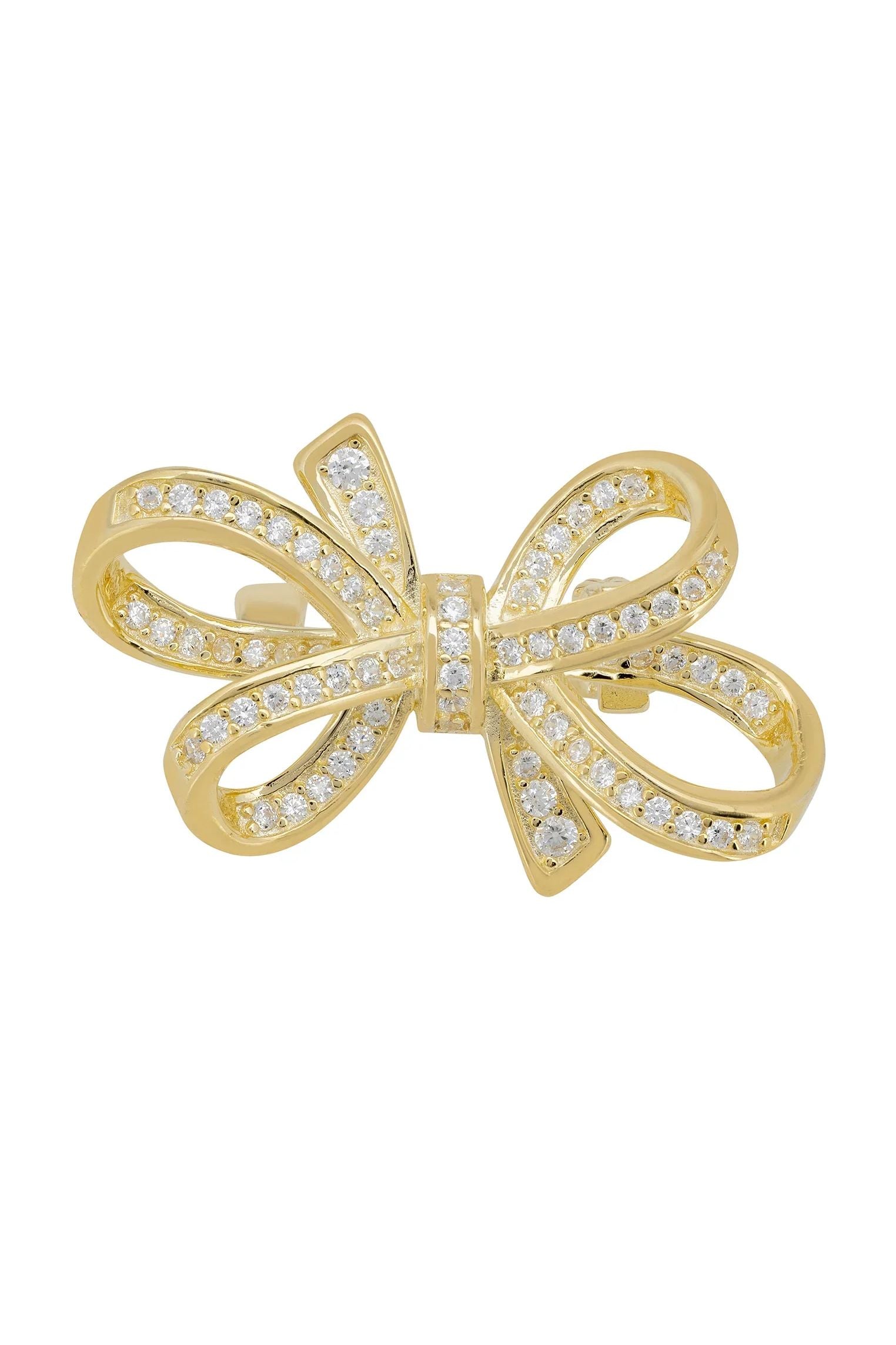 Gold and diamond ribbon bow brooch.