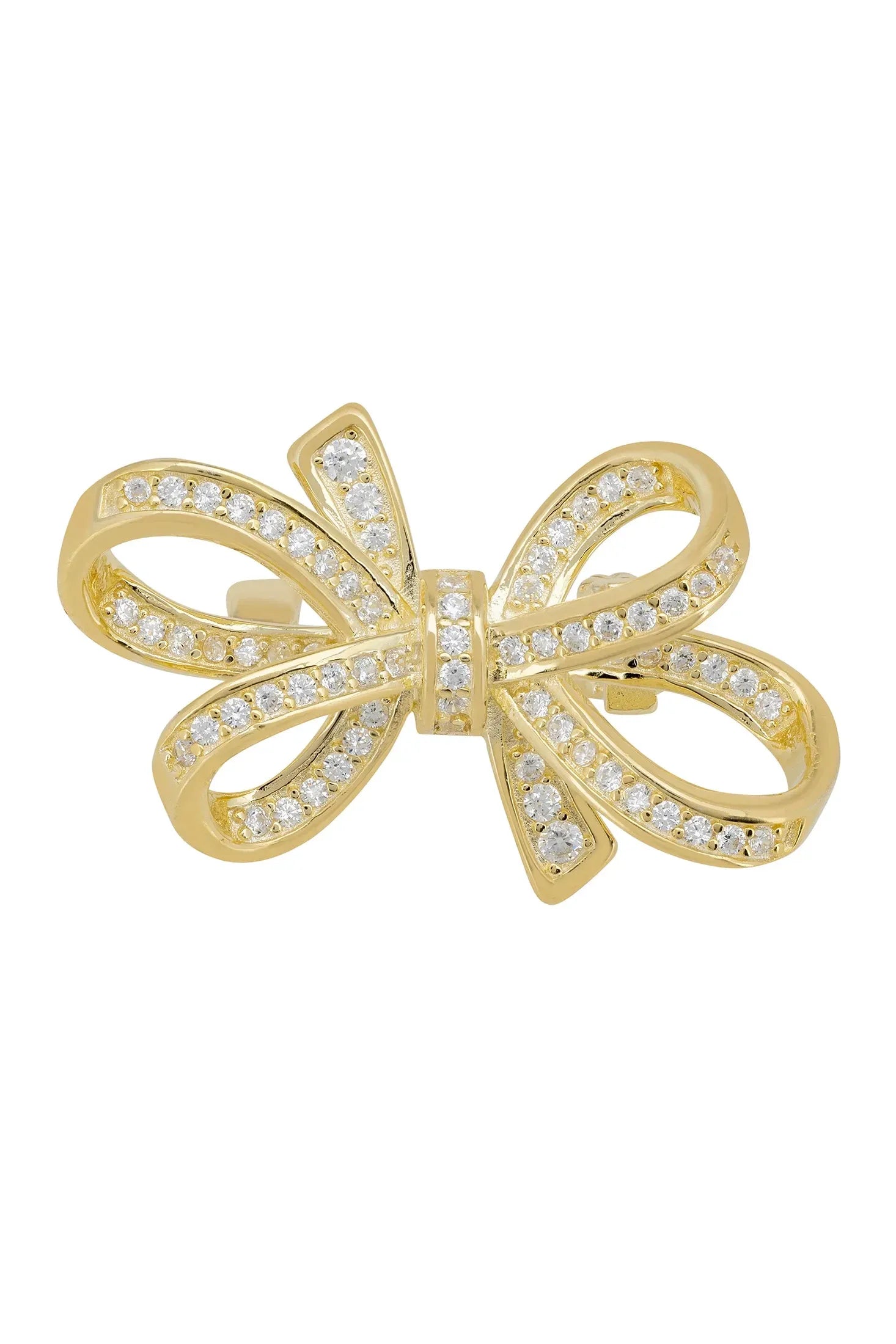 Gold and diamond ribbon bow brooch.