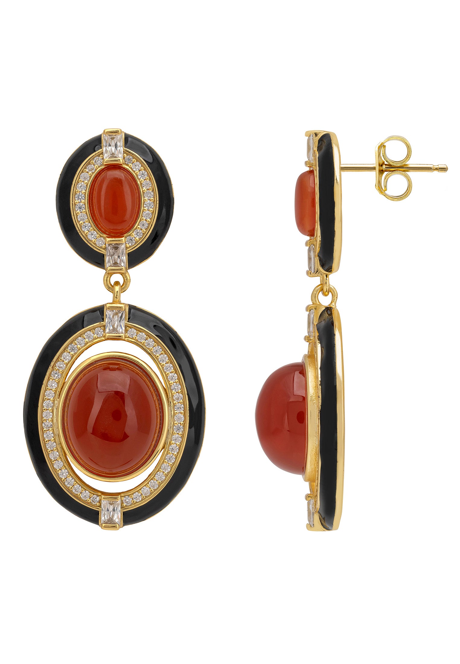 Pendientes colgantes de cornalina Alessia en oro