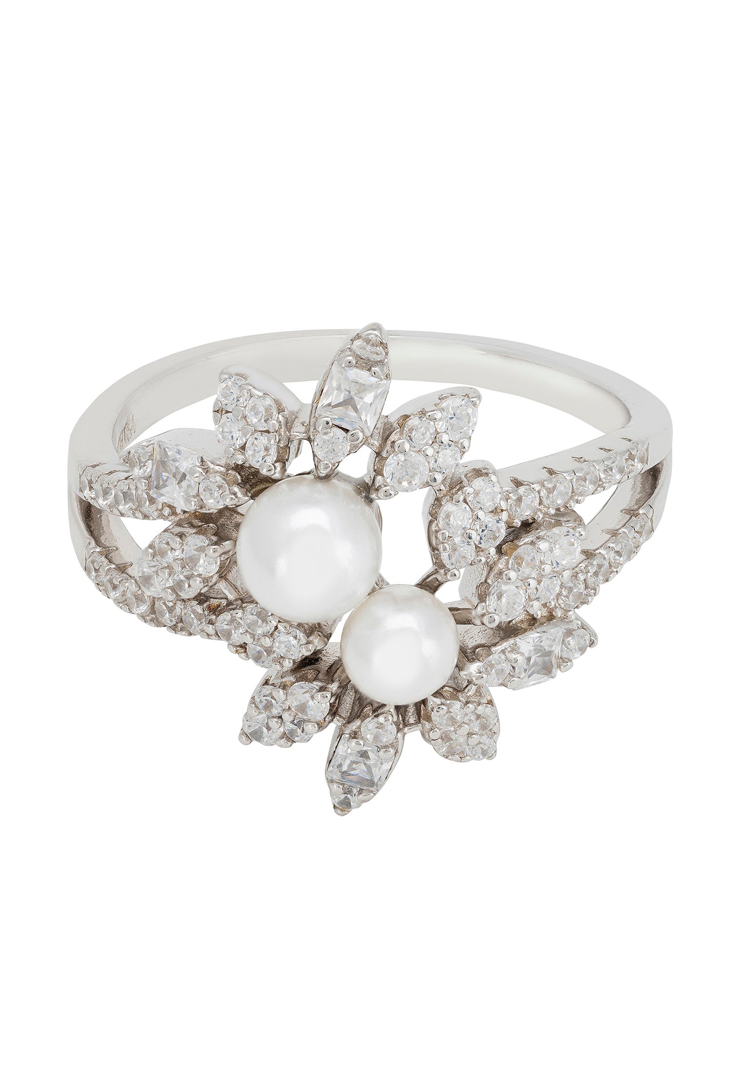 Marquise Cocktail Ring Pearl Silver
