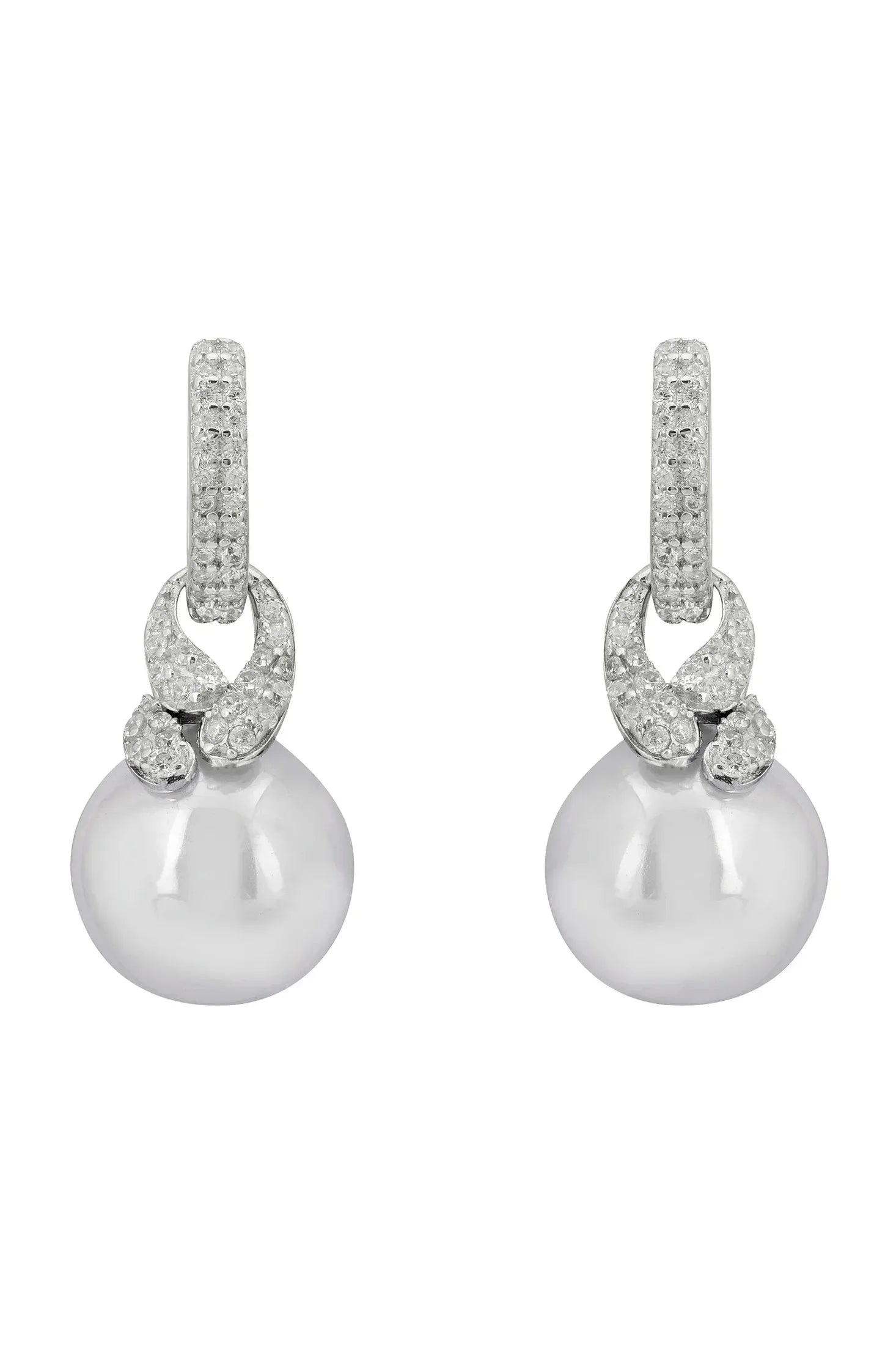 Silver knot and pearl earrings.