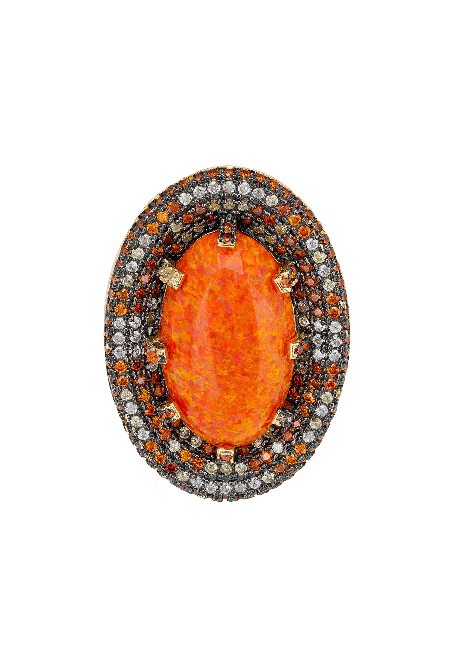 Serafina Fire Opal Cocktail Ring Gold Oxidised