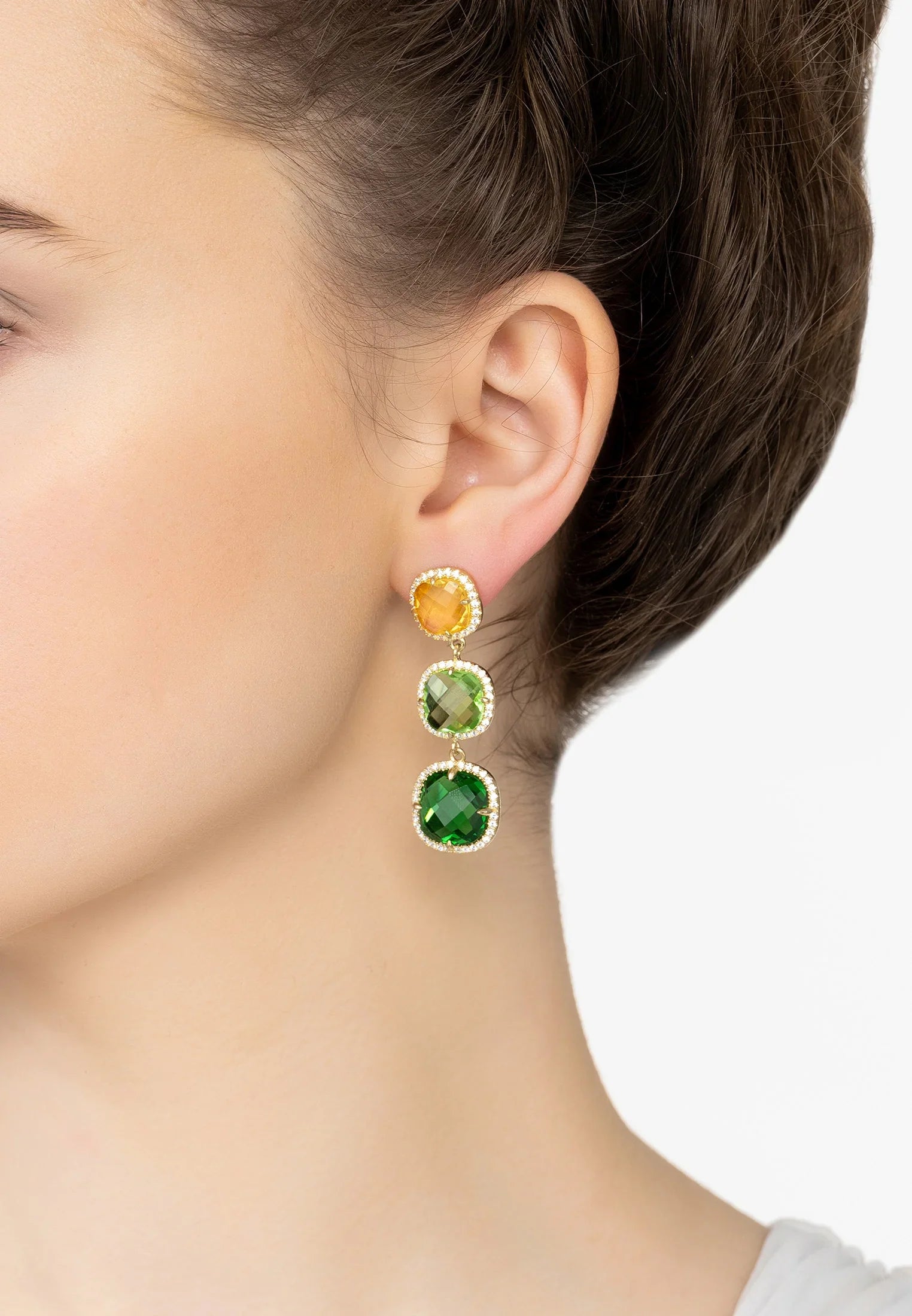 Pendientes Knightsbridge Oro Verde Cítrico