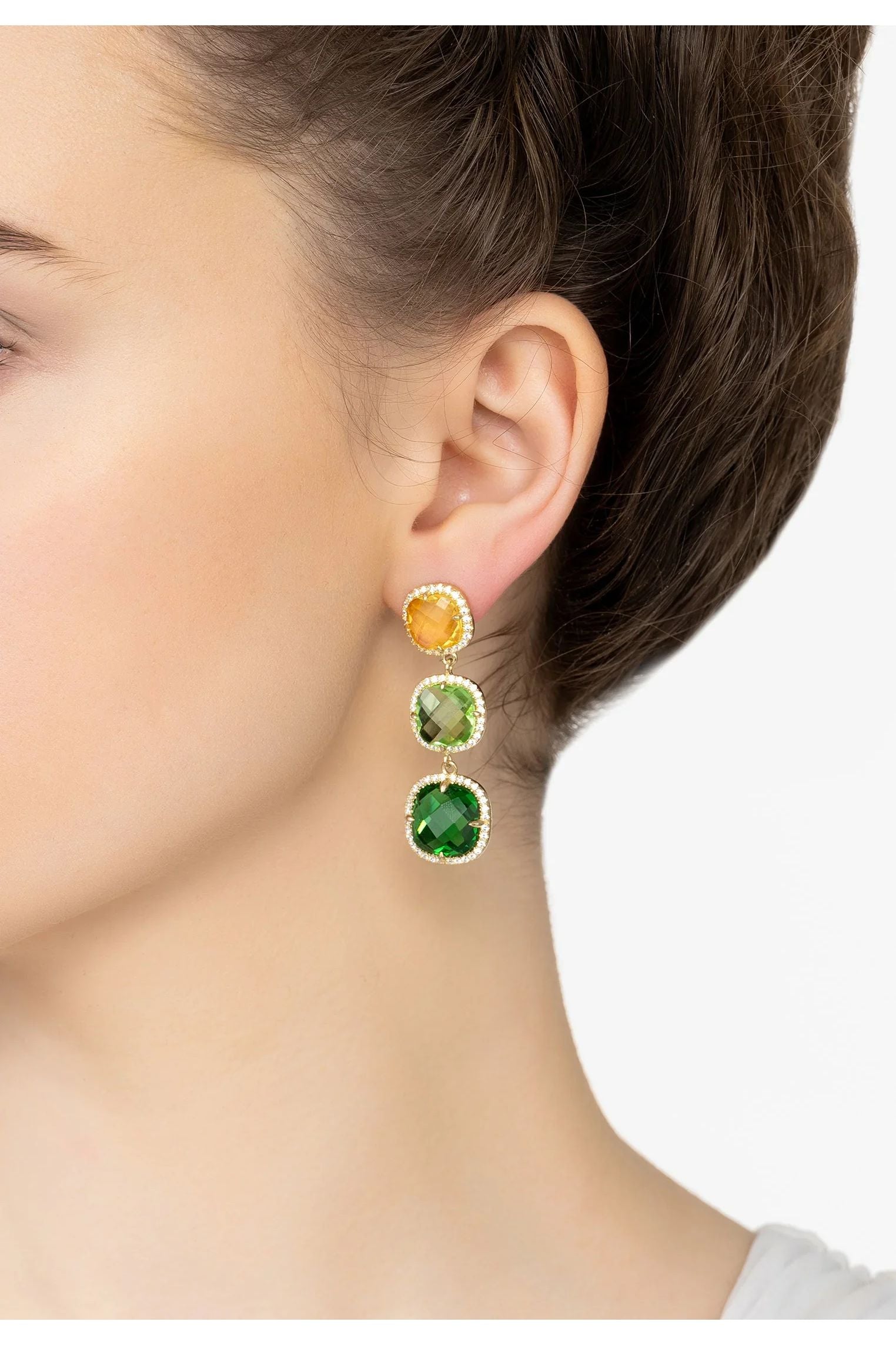 Knightsbridge Earrings Gold Green Citrus