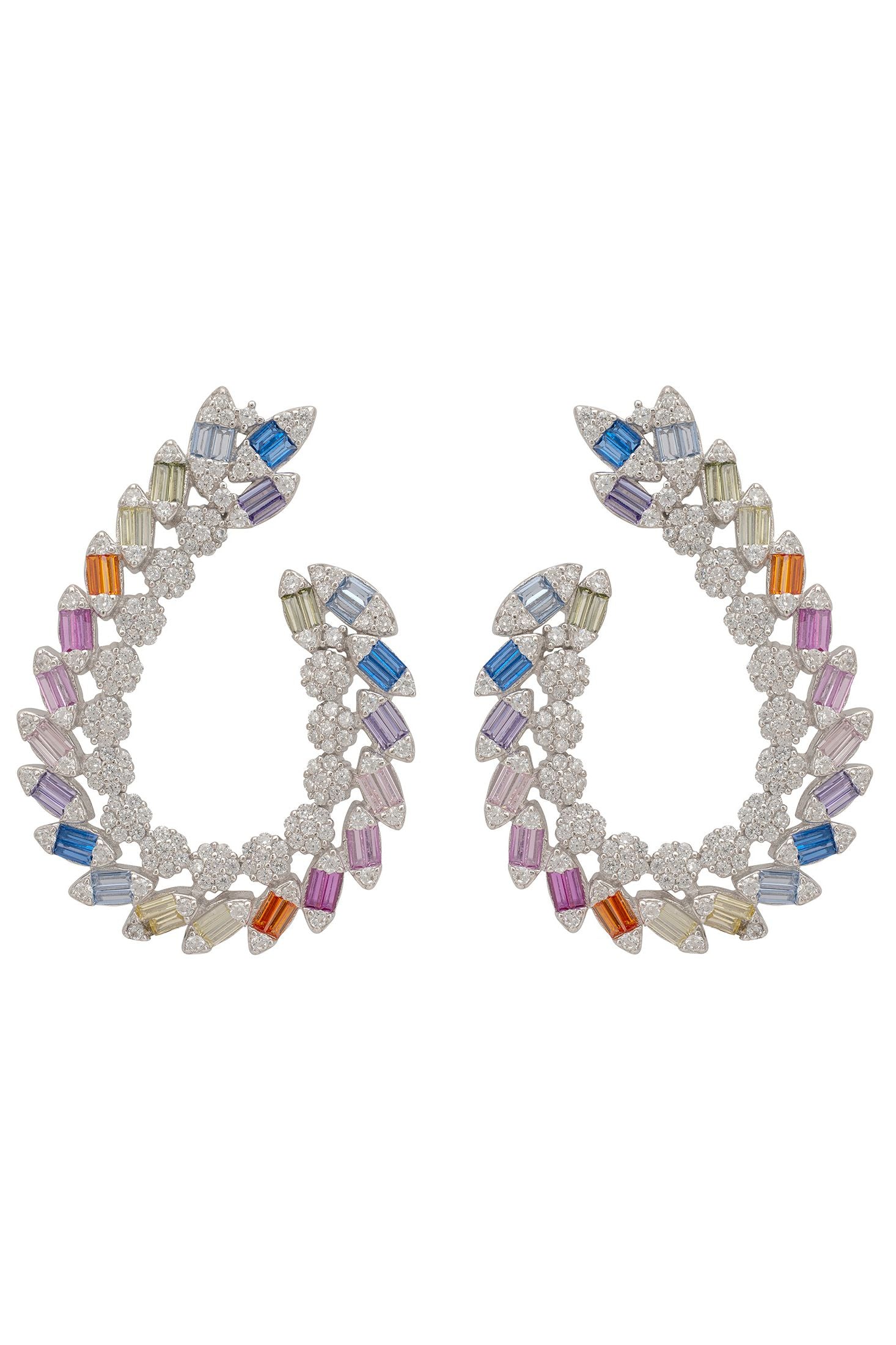 Multicolored beaded earrings on a white background
