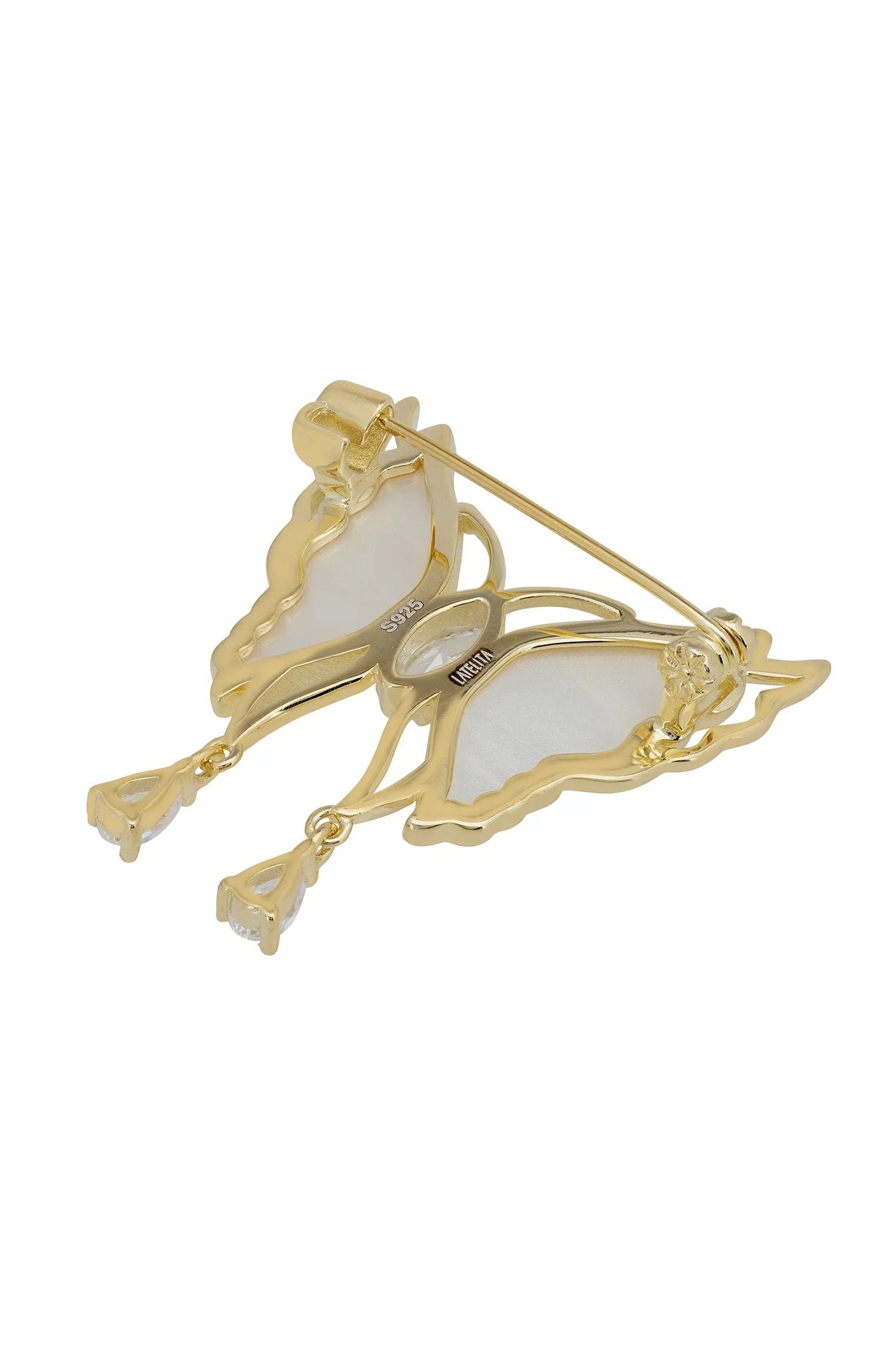 Pin back of the brooch.