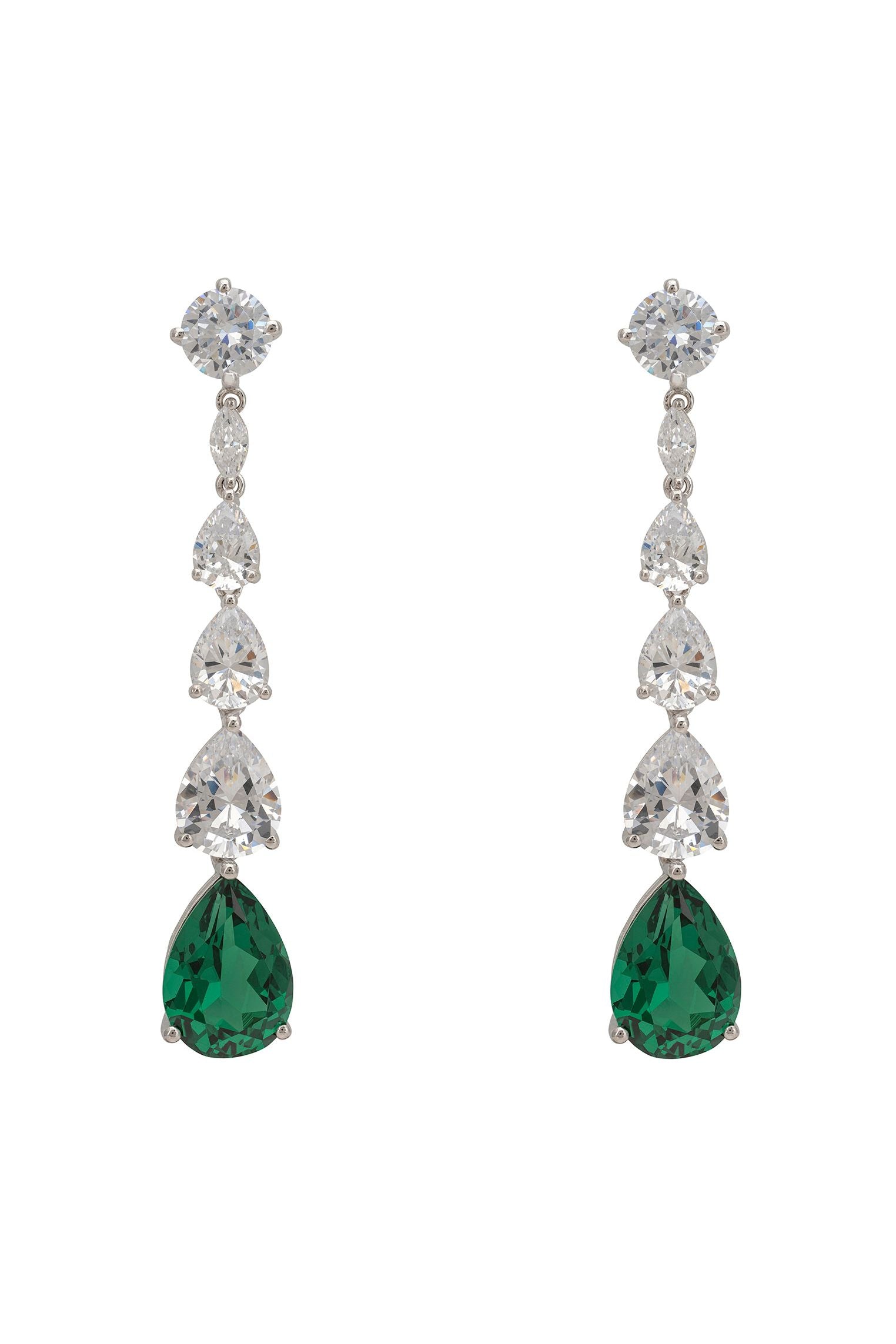Minnelli Drop Earrings Emerald Silver