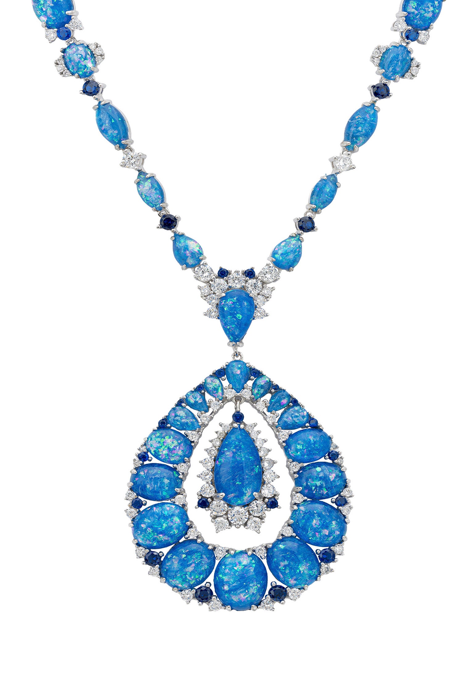 Paloma Blue Opal Statement Necklace Silver