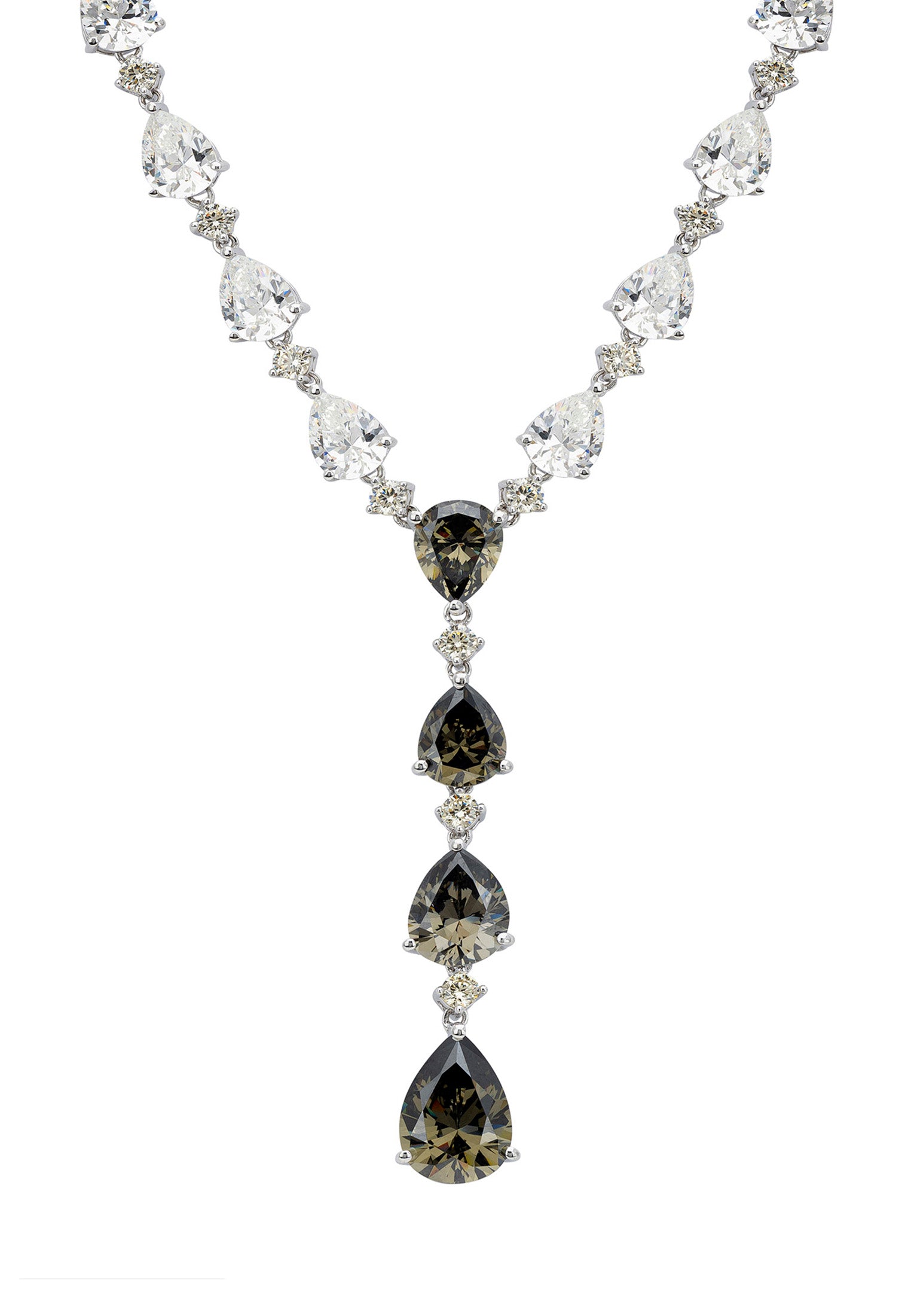 Elizabeth Statement Necklace Smokey Quartz Silver