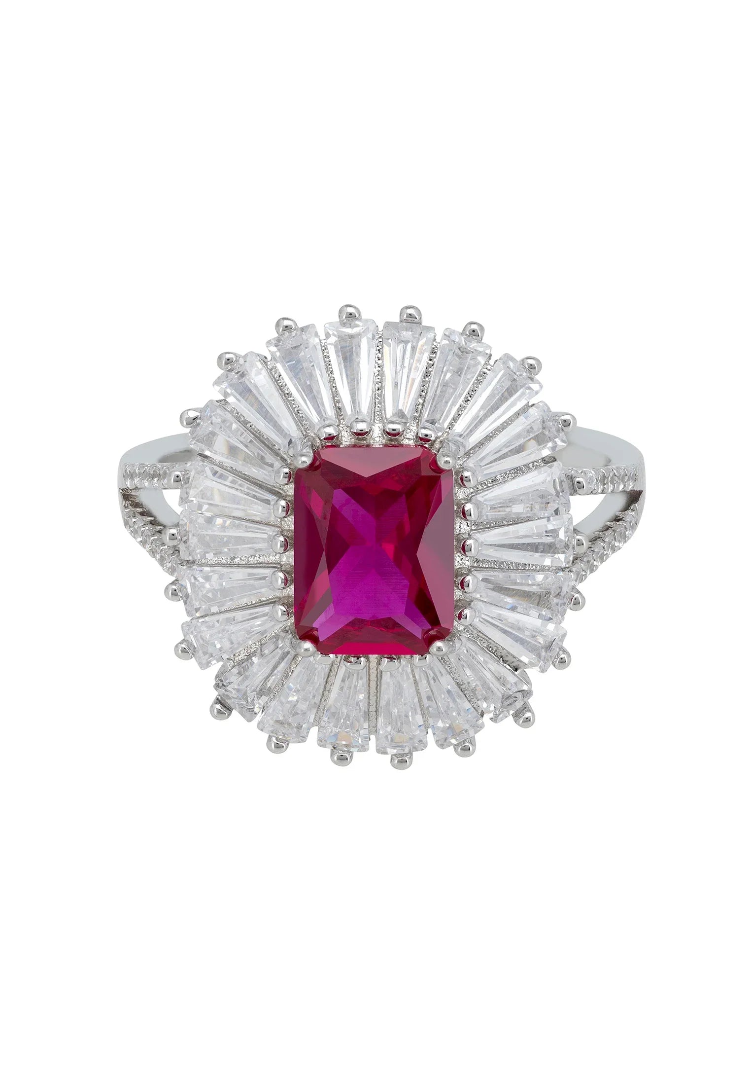 Halo diamond and ruby ring.