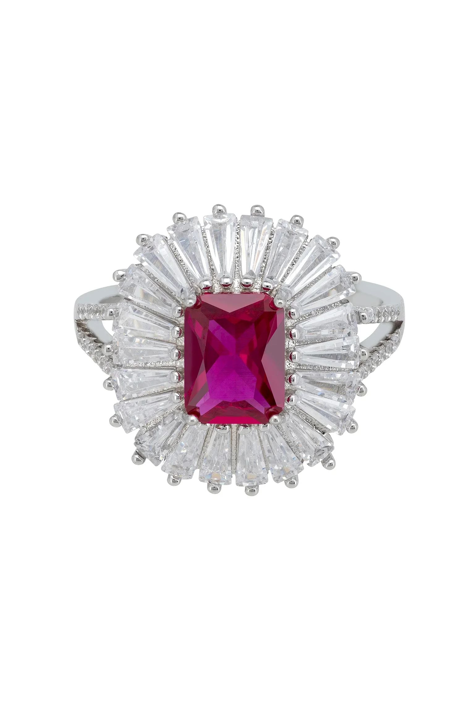 Halo diamond and ruby ring.