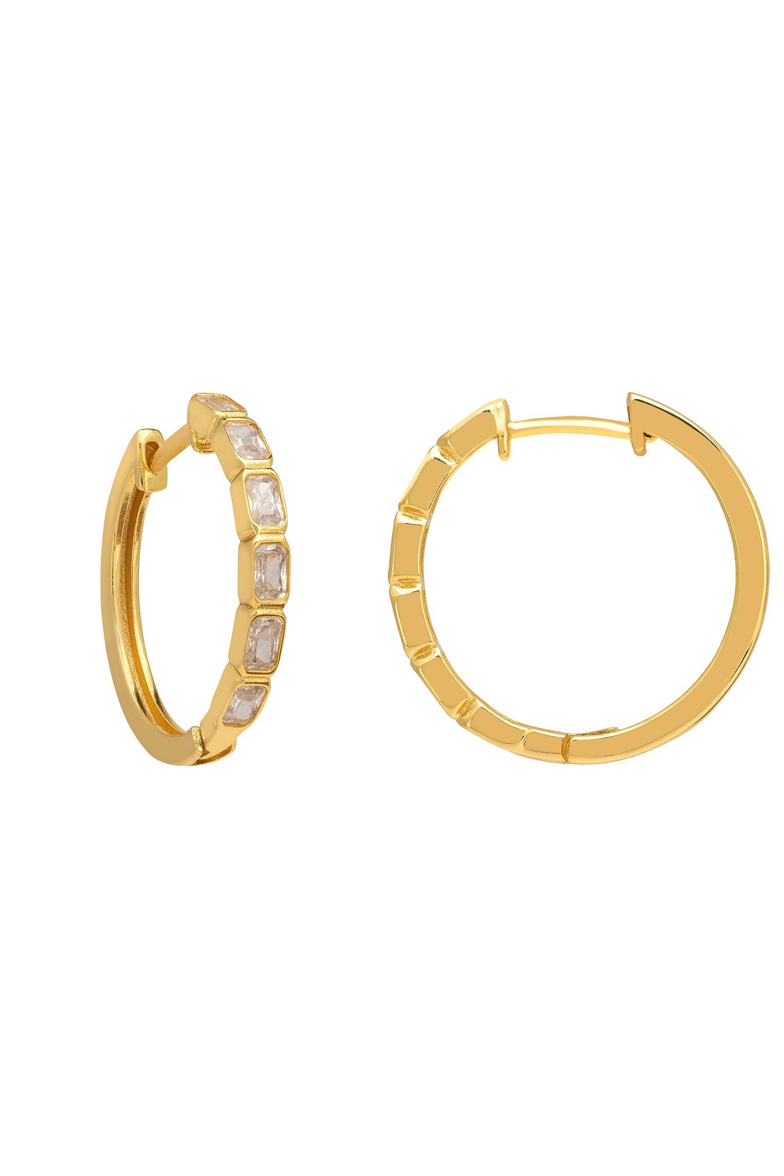 Classic Baguette Hoop Earrings Gold