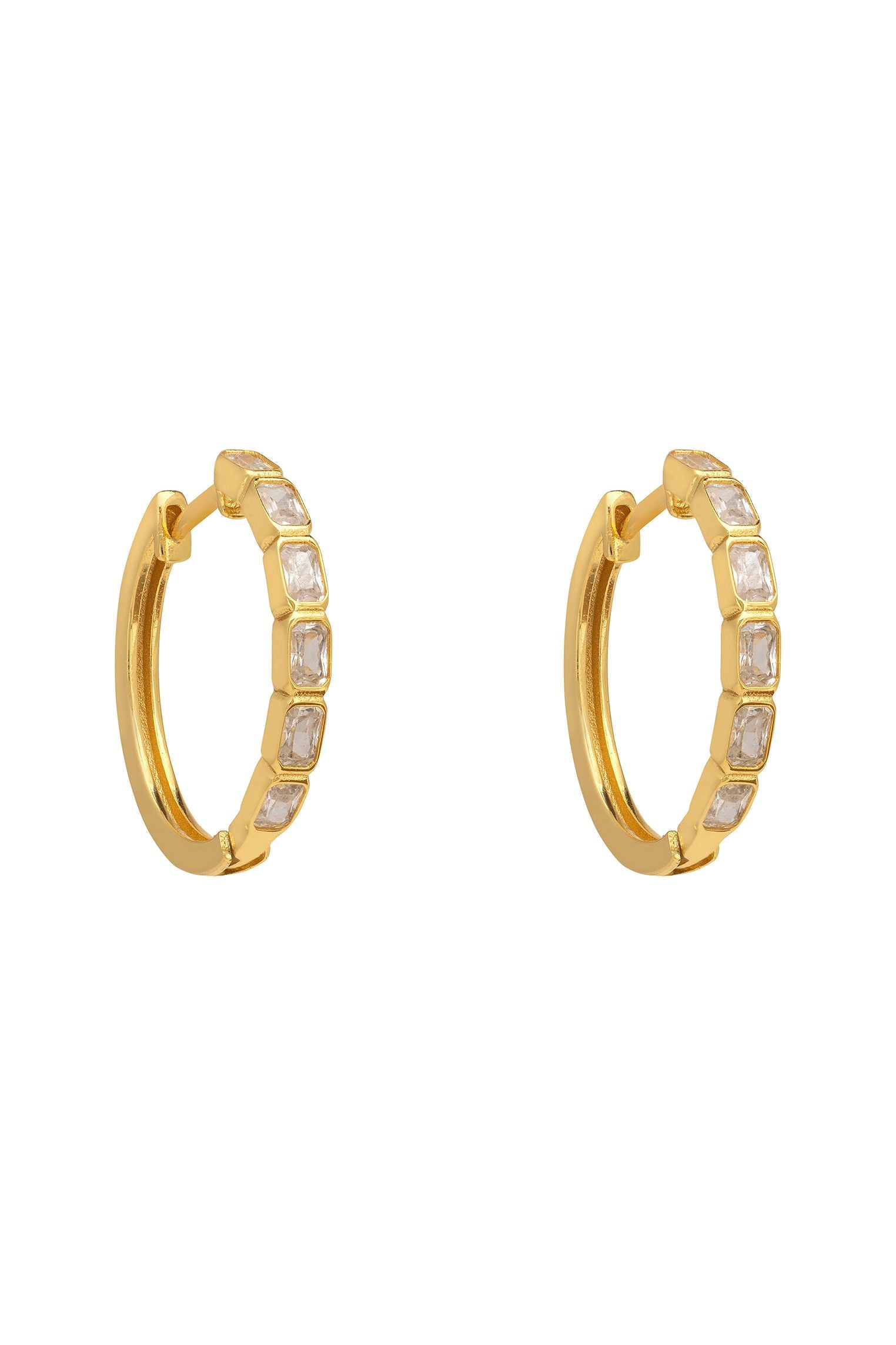 Classic Baguette Hoop Earrings Gold