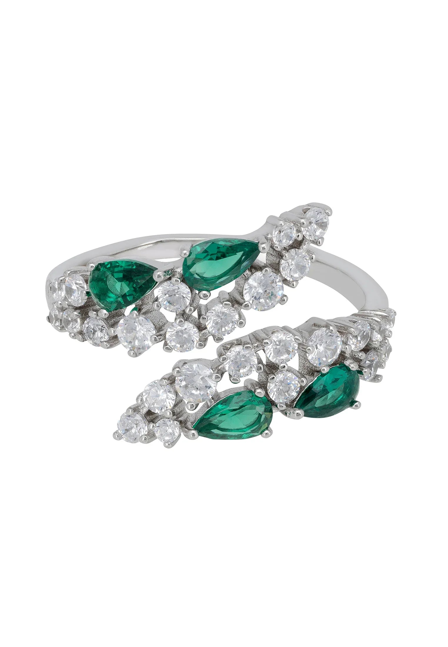 Emerald teardrops diamond ring.