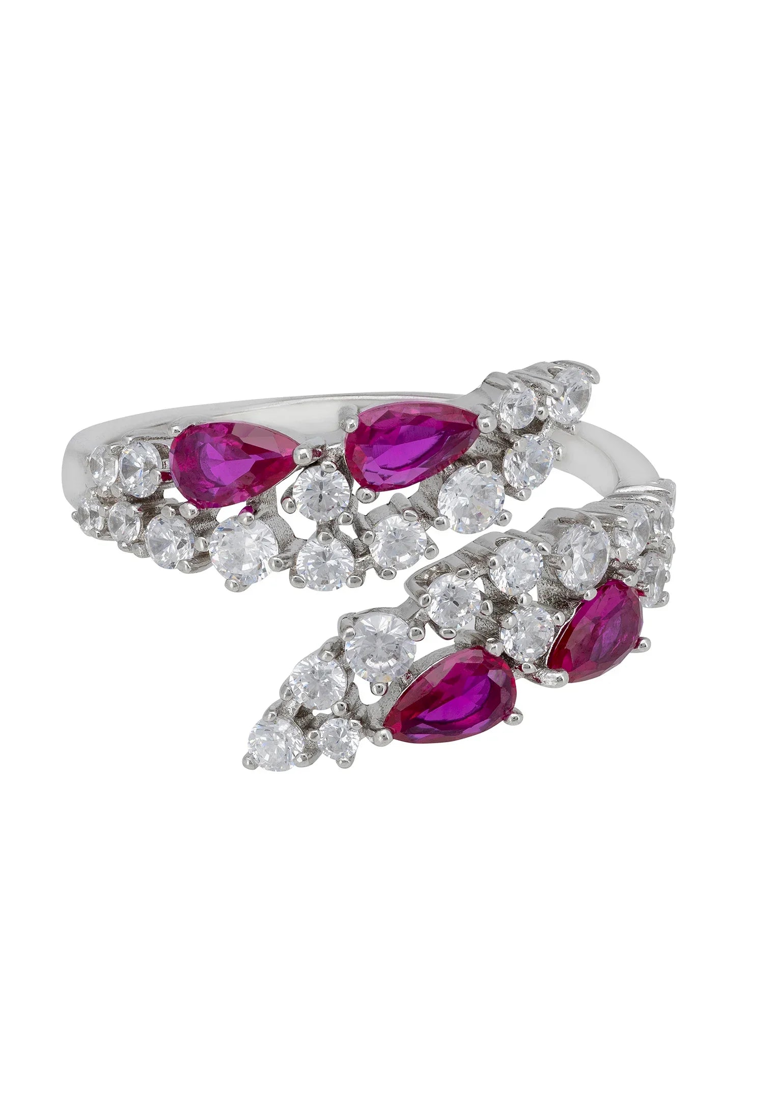 Ruby teardrops diamond ring.