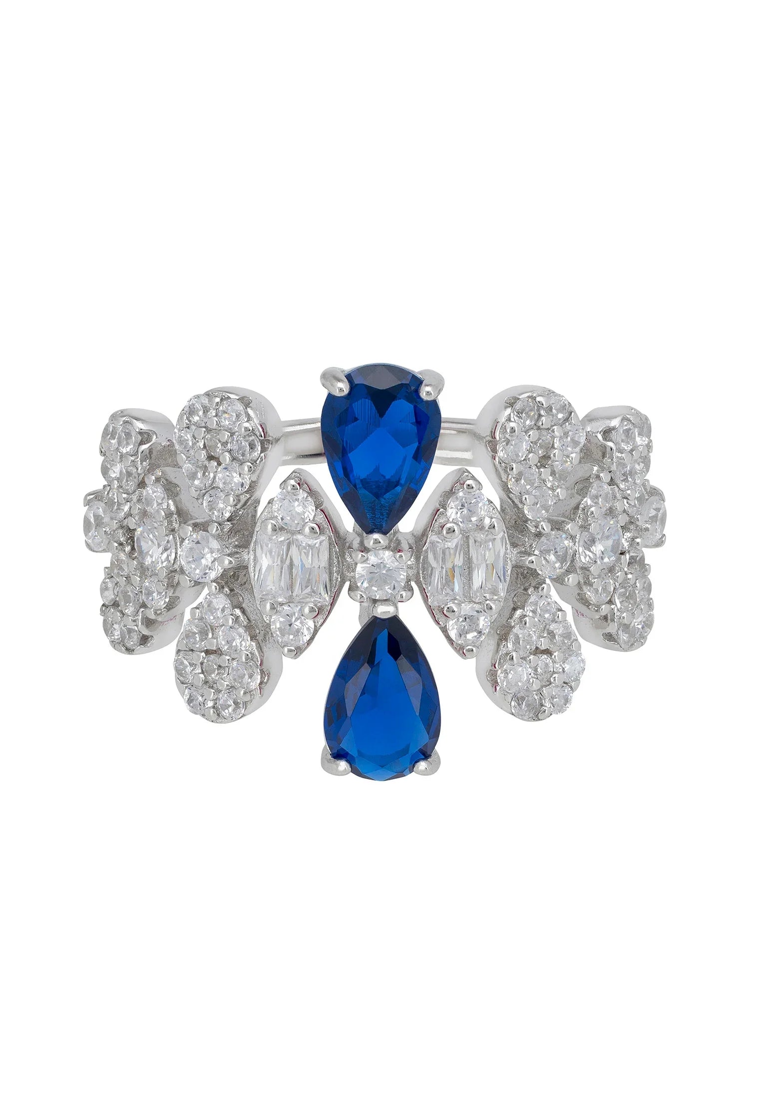 Sapphire teardrops diamond ring.