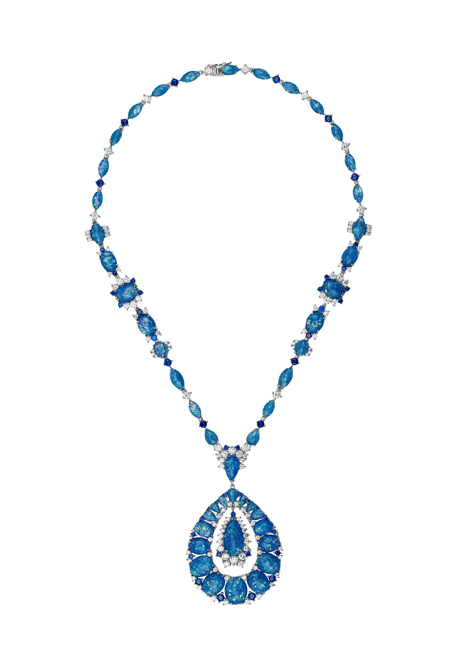 Paloma Blue Opal Statement Necklace Silver