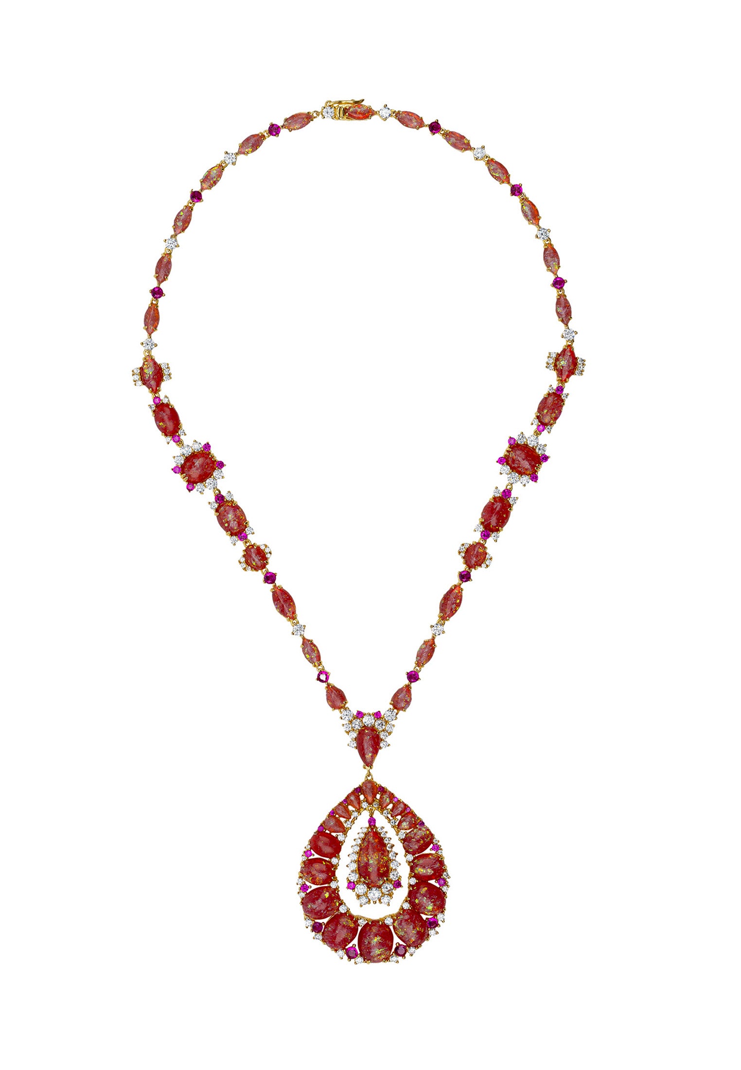 Paloma Pink Opal Statement Necklace Gold