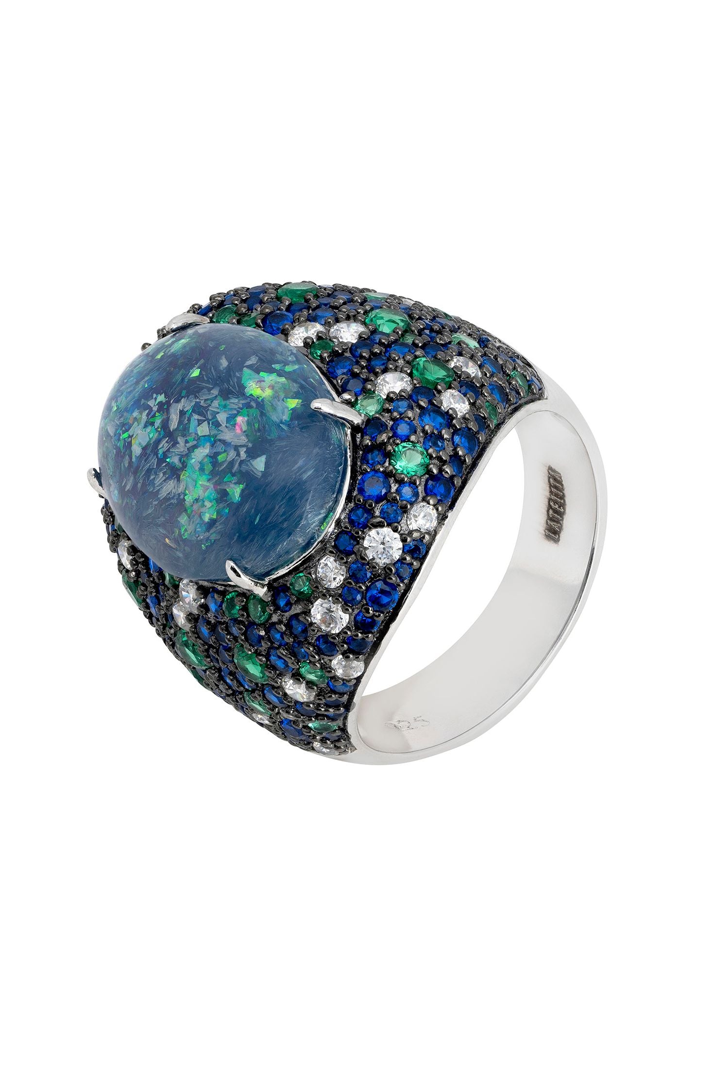 Green opal gemstone ring.