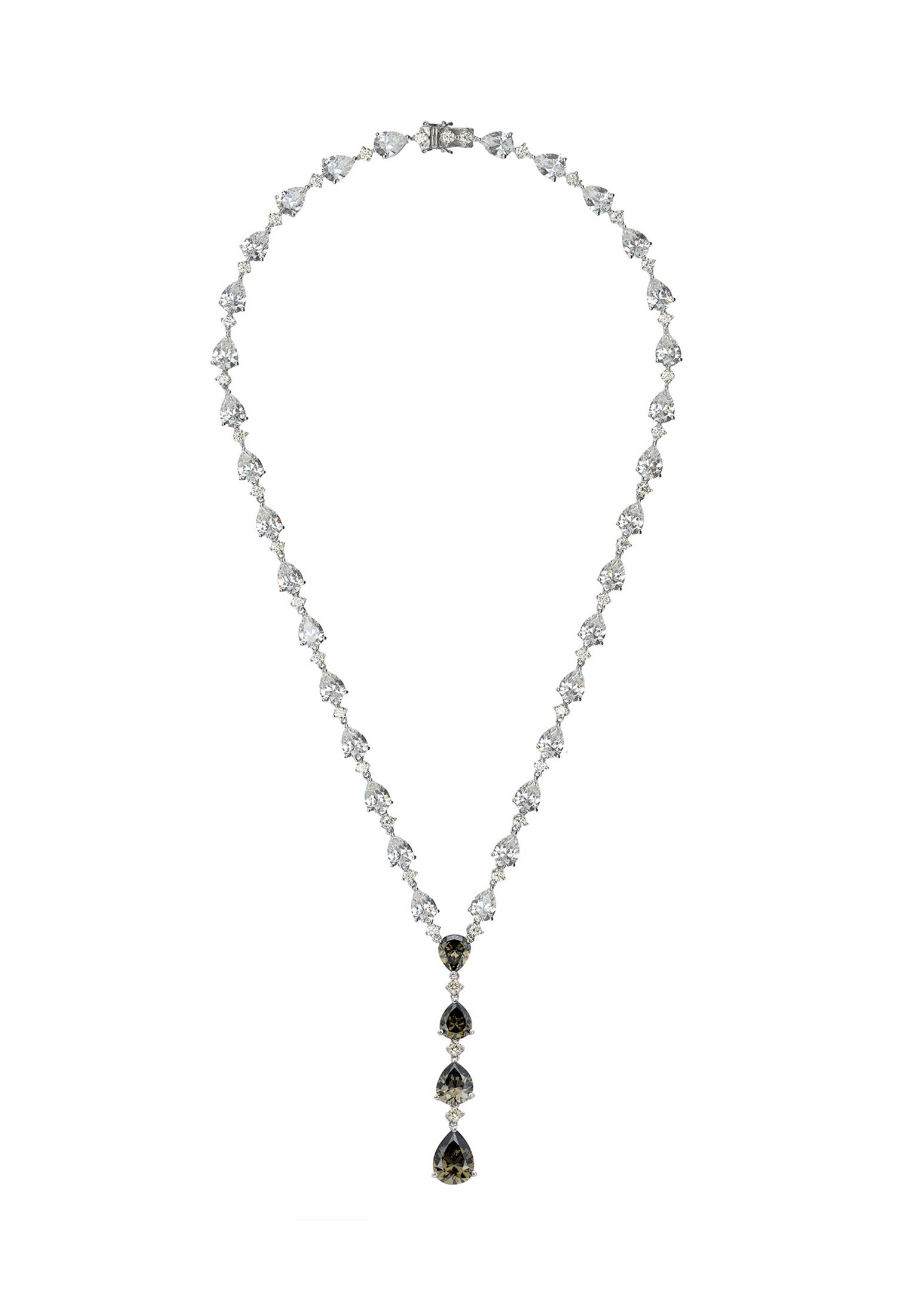 Elizabeth Statement Necklace Smokey Quartz Silver