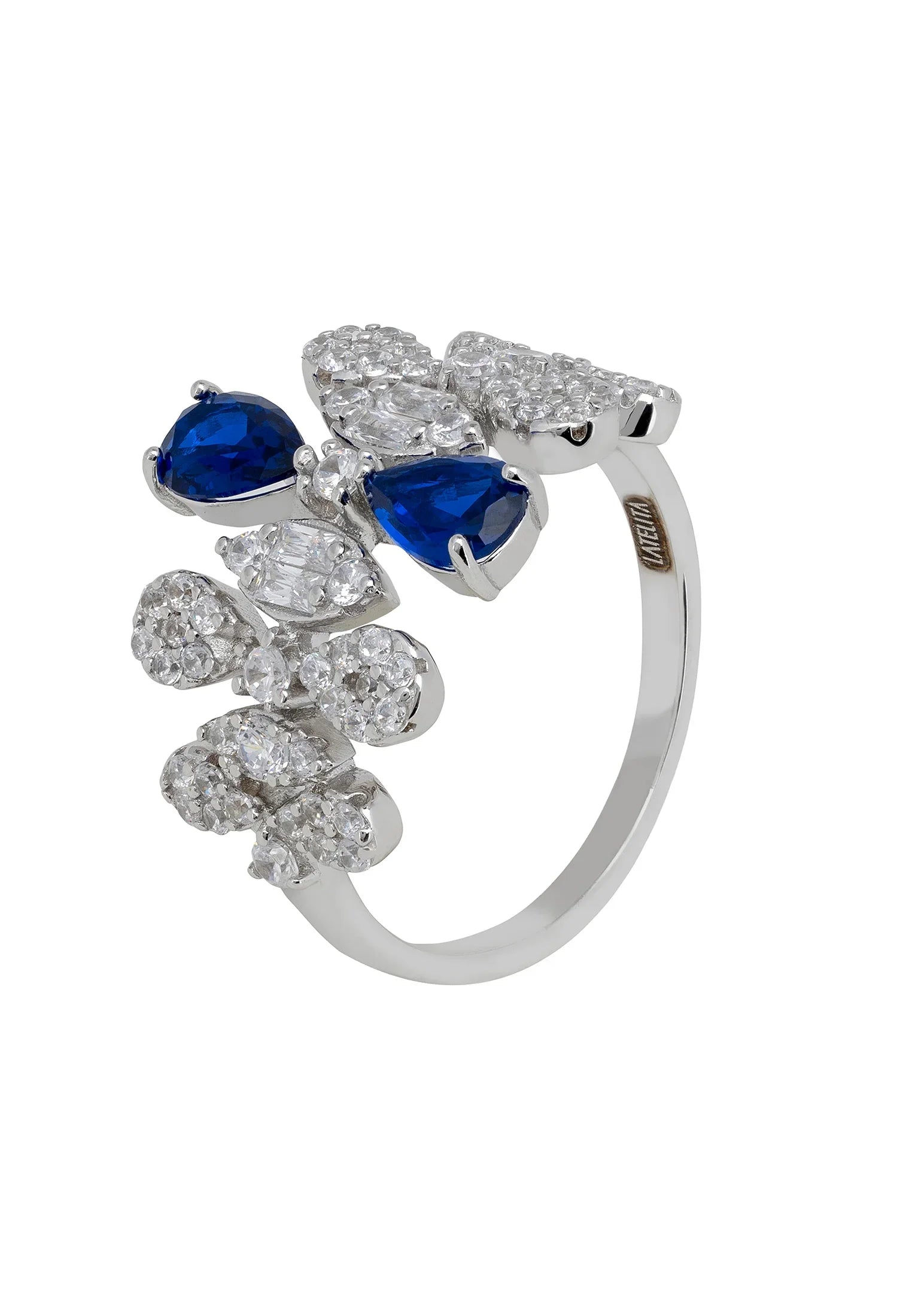 Sapphire teardrops diamond ring.