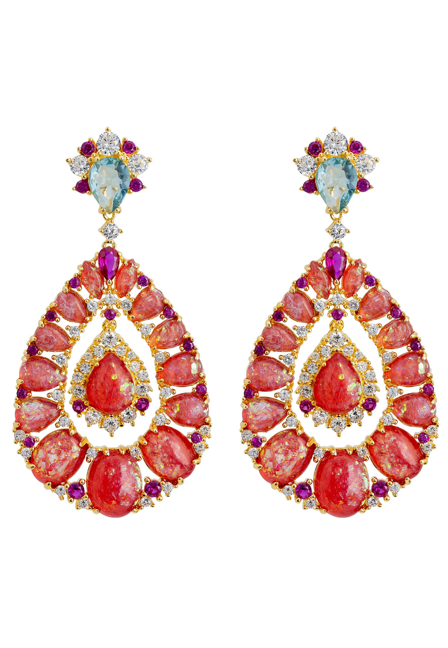 Pink opal statement earrings.