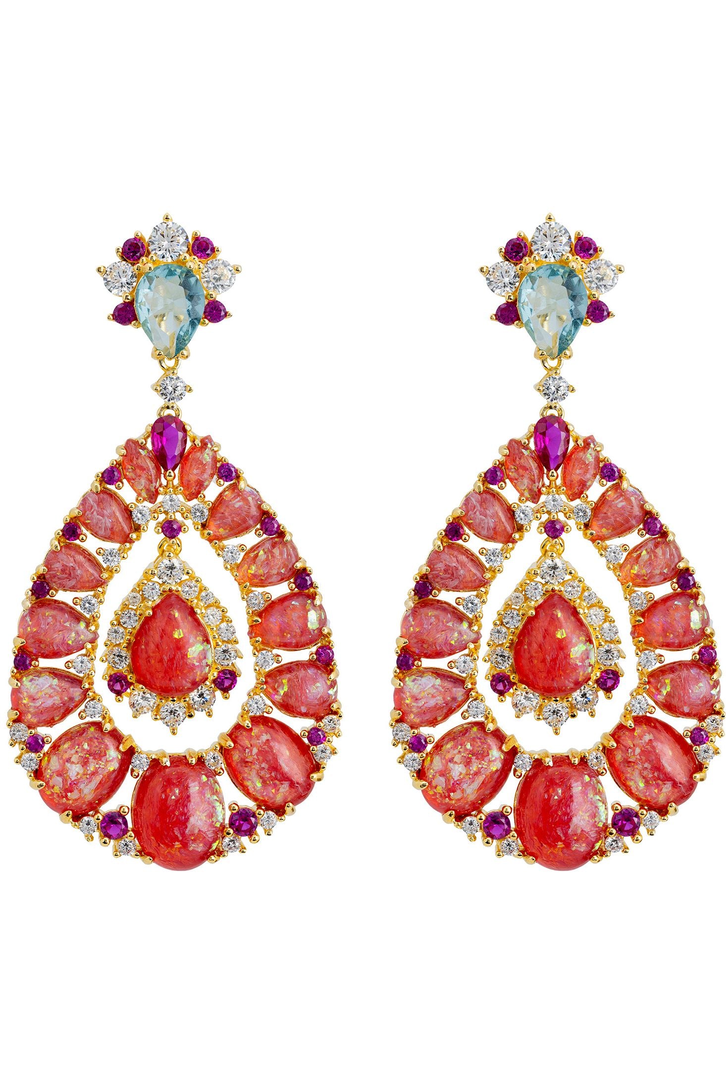 Pink opal statement earrings.