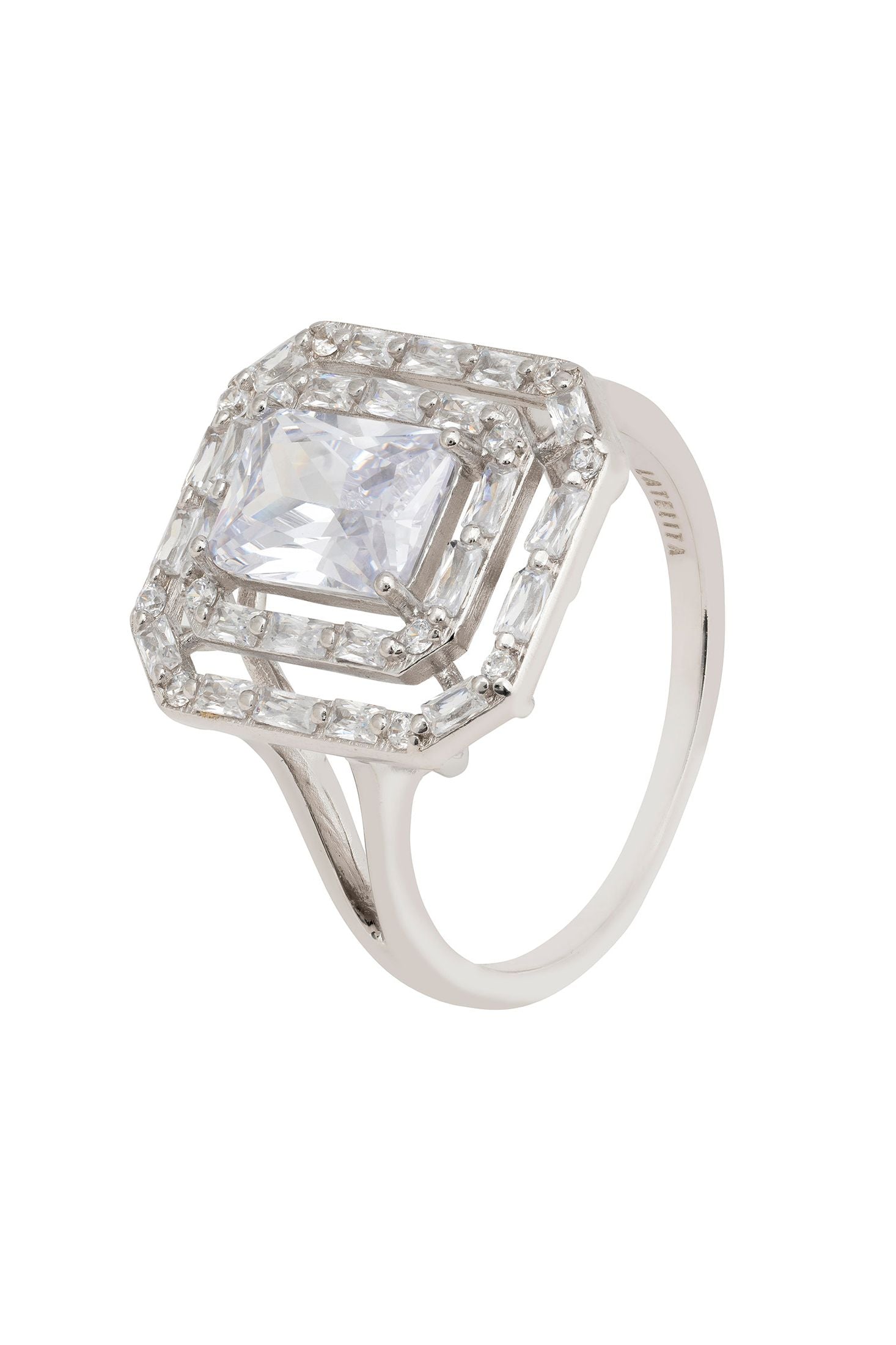 Double halo diamond ring.